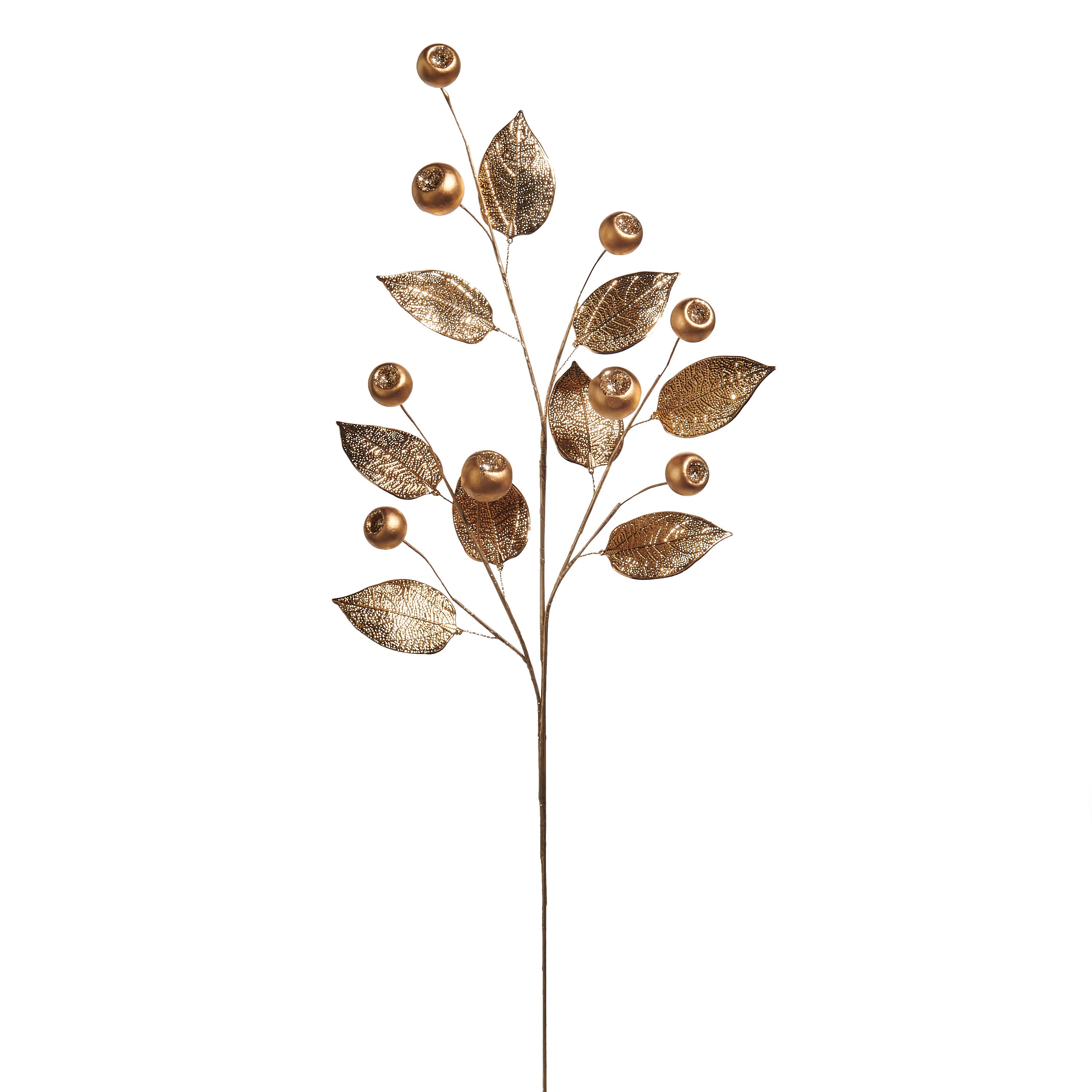 Raz Imports 31 in. Gold Metallic Leaf and Pods Spray
