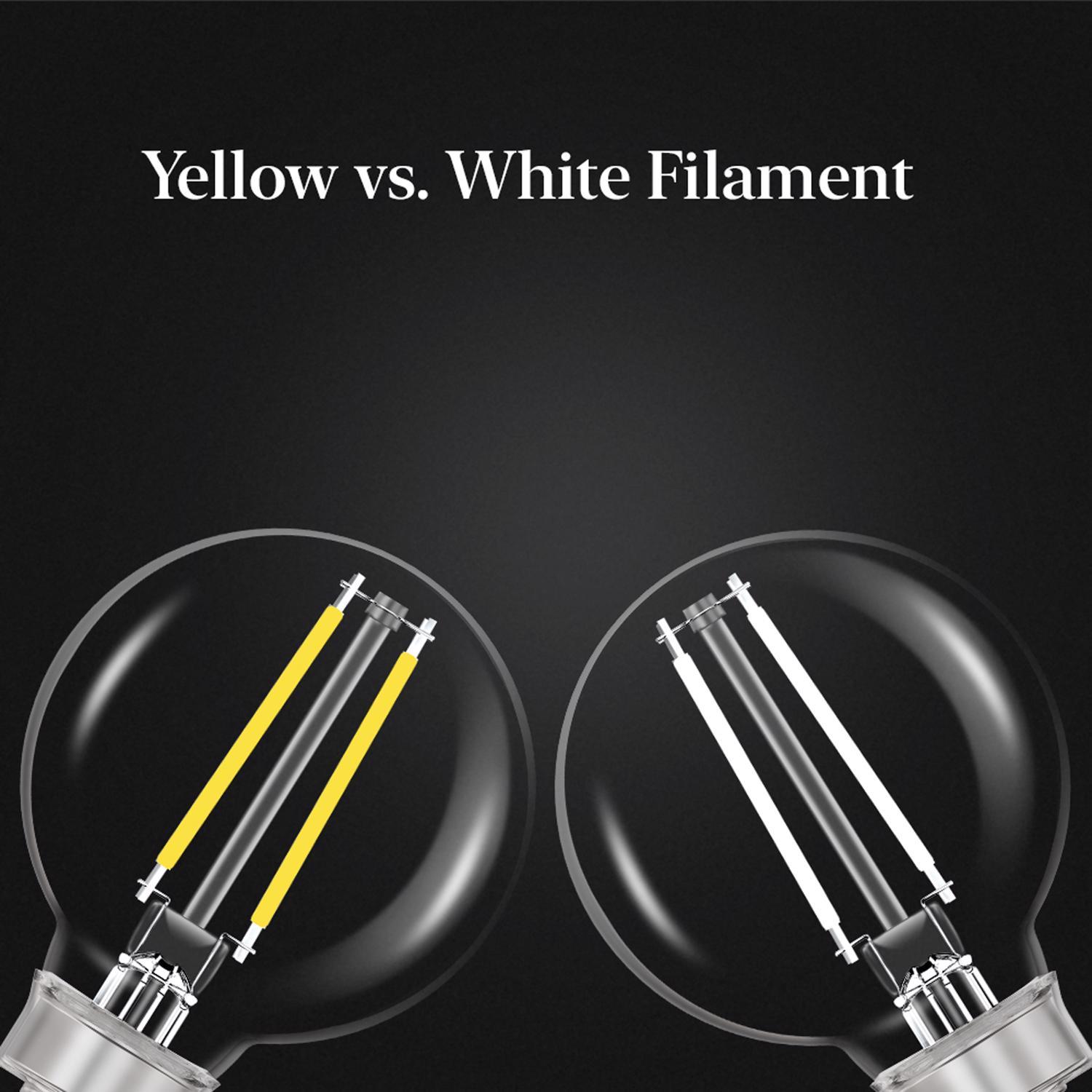 Feit White Filament G16.5 E26 (Medium) Filament LED Bulb Soft White 60 Watt Equivalence 2 pk
