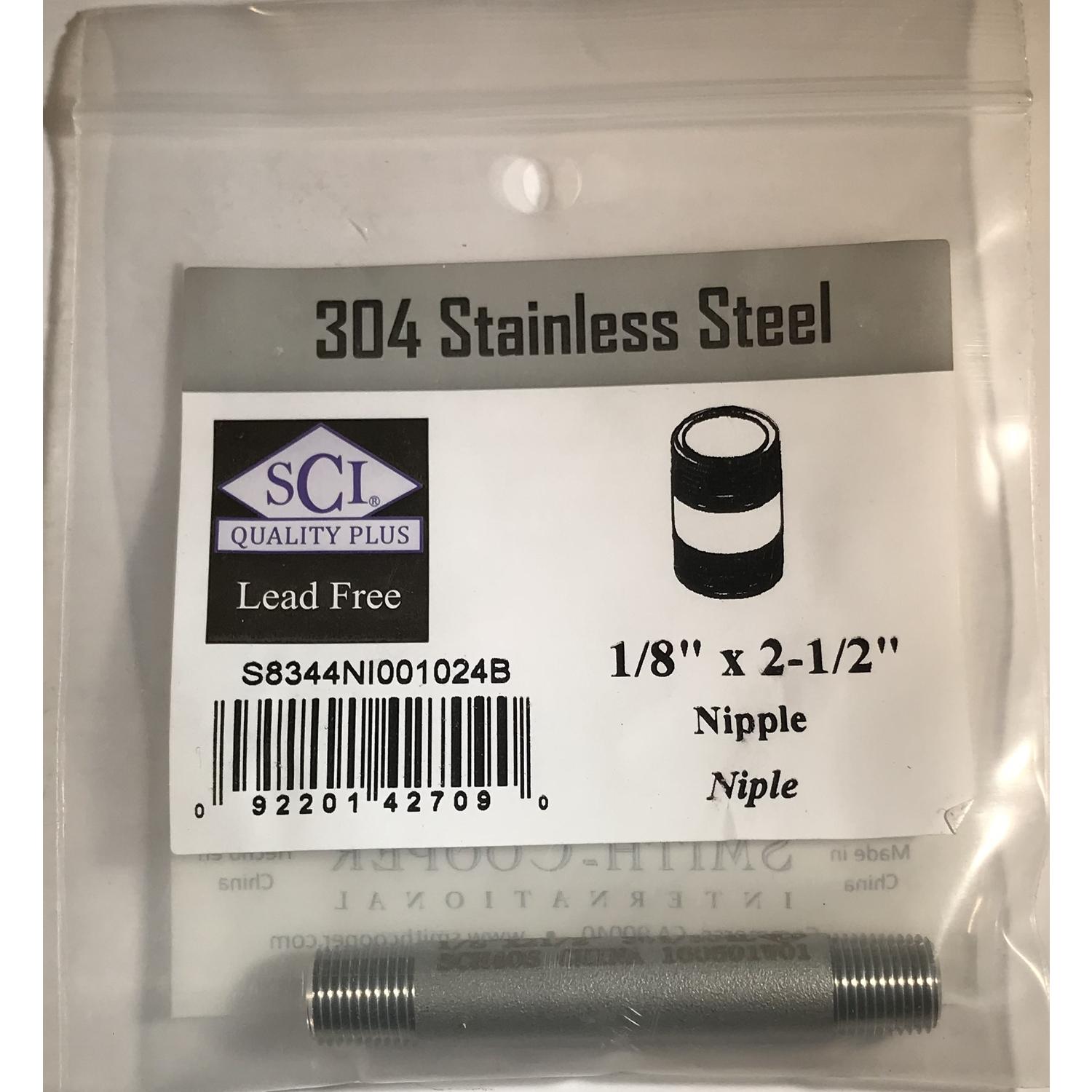 Smith-Cooper 1/8 in. MPT Stainless Steel 2-1/2 in. L Nipple