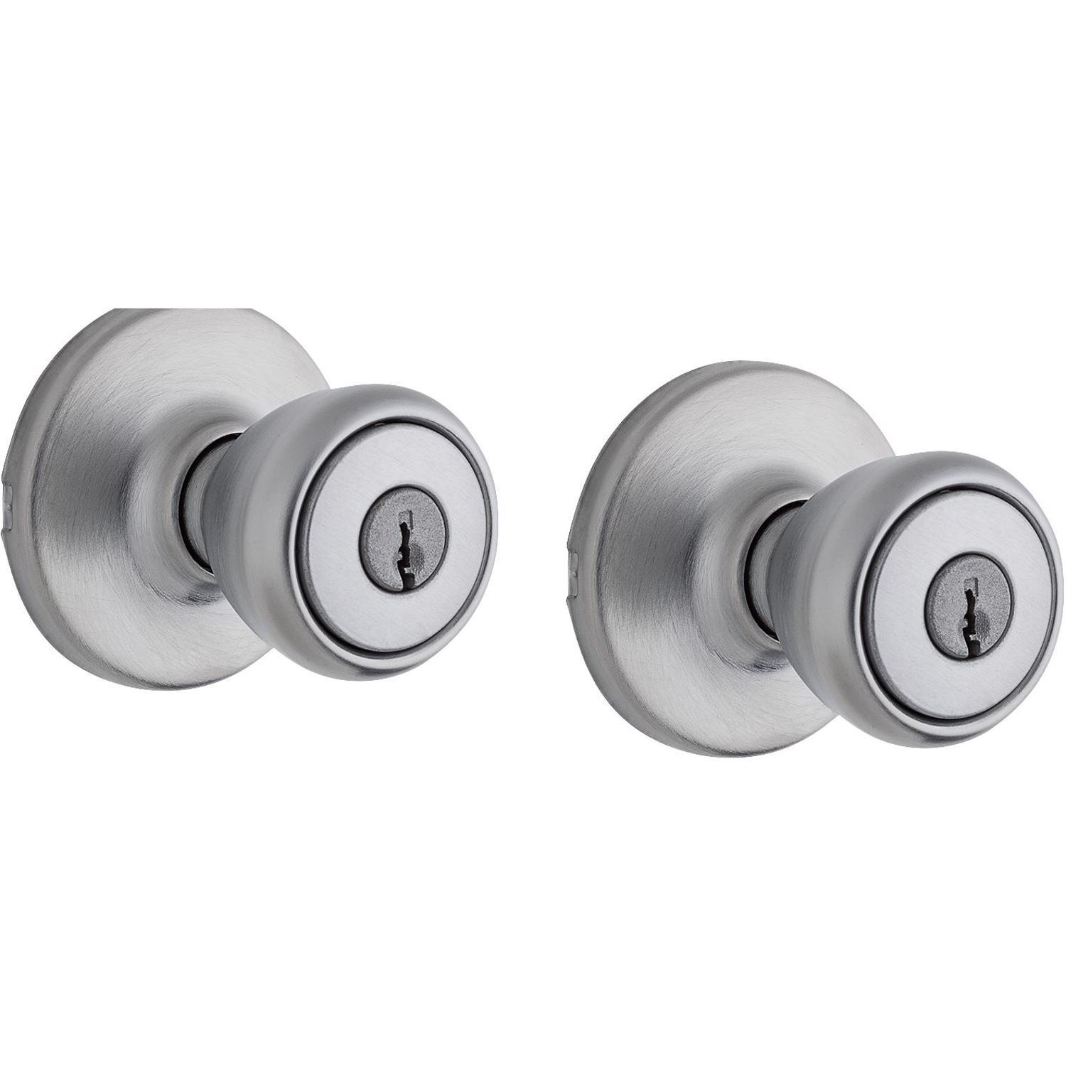 Kwikset Tylo Satin Chrome Entry Knobs 1-3/4 in.