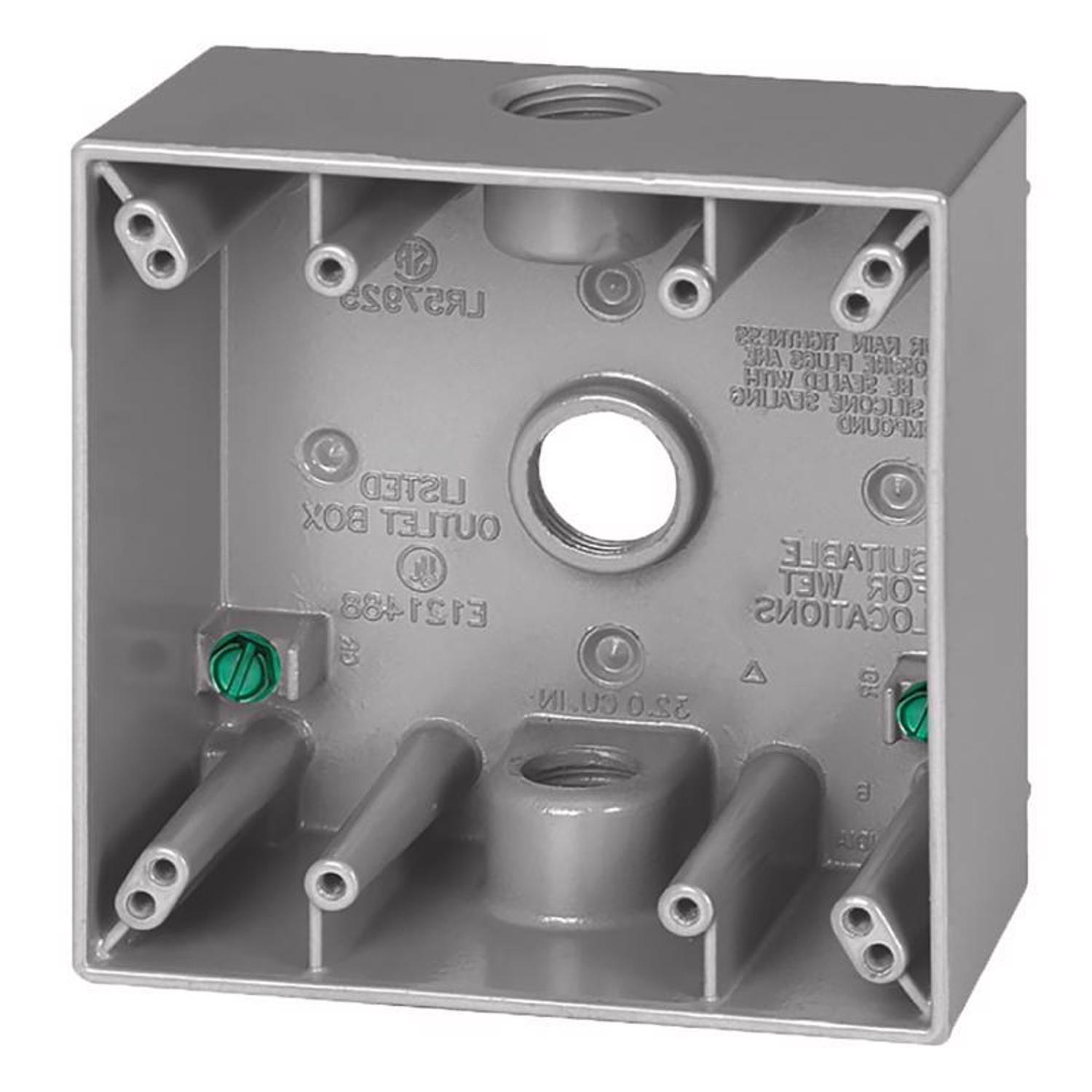 Sigma Engineered Solutions New Work 31 cu in Square Metallic 2 gang Weatherproof Box Gray