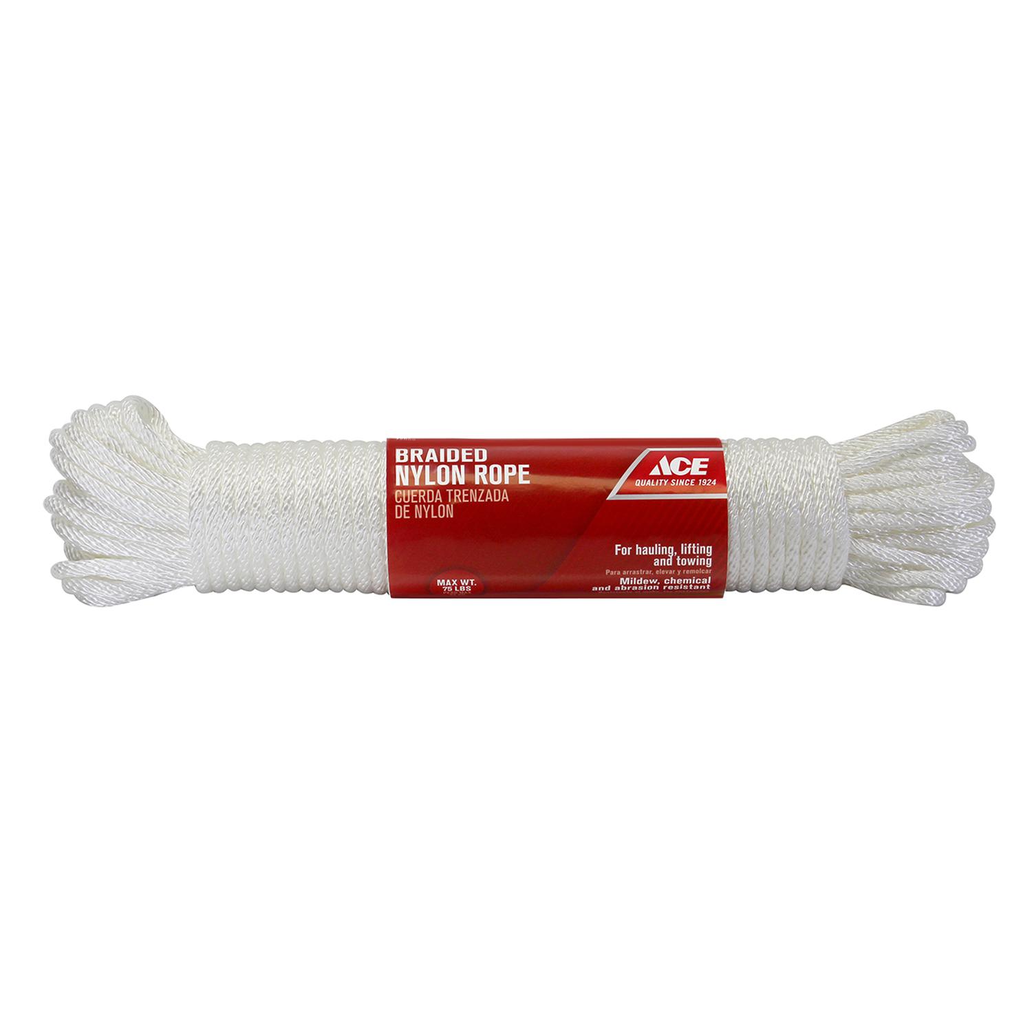 Ace 1/4 in. D X 100 ft. L White Solid Braided Nylon Rope