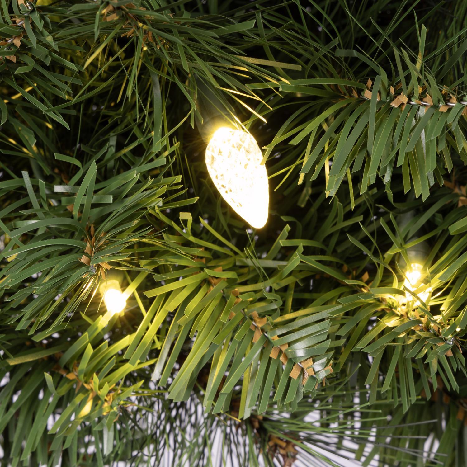 Celebrations Platinum 48 in. D LED Prelit Warm White Mixed Pine Wreath