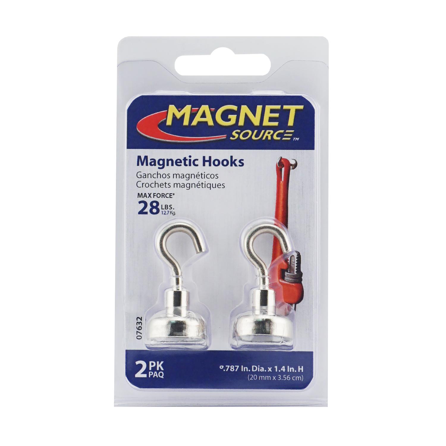 Magnet Source 1.4 in. L X.787 in. W Silver Magnetic Hook 28 lb. pull 2 pc