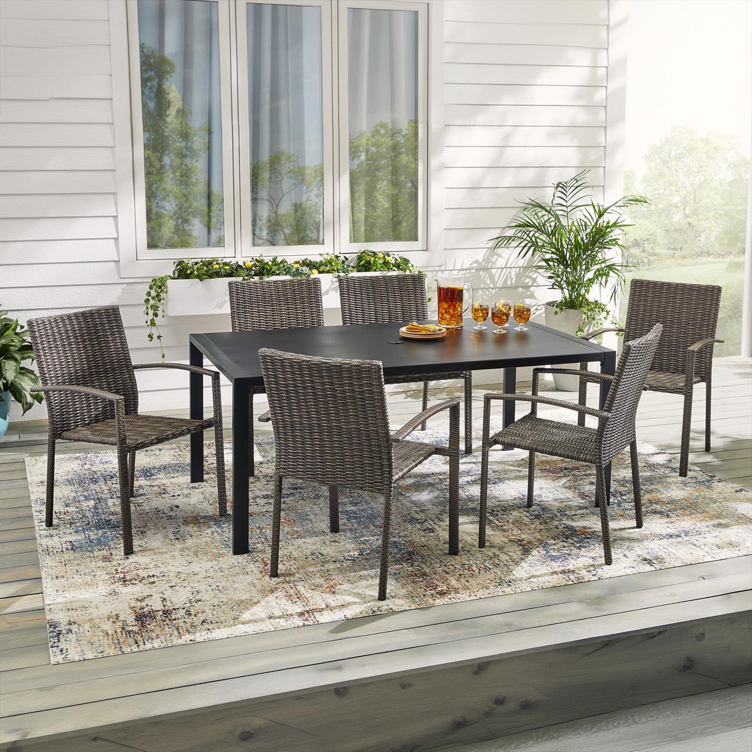Living Accents Black Rectangular Steel Dining Table