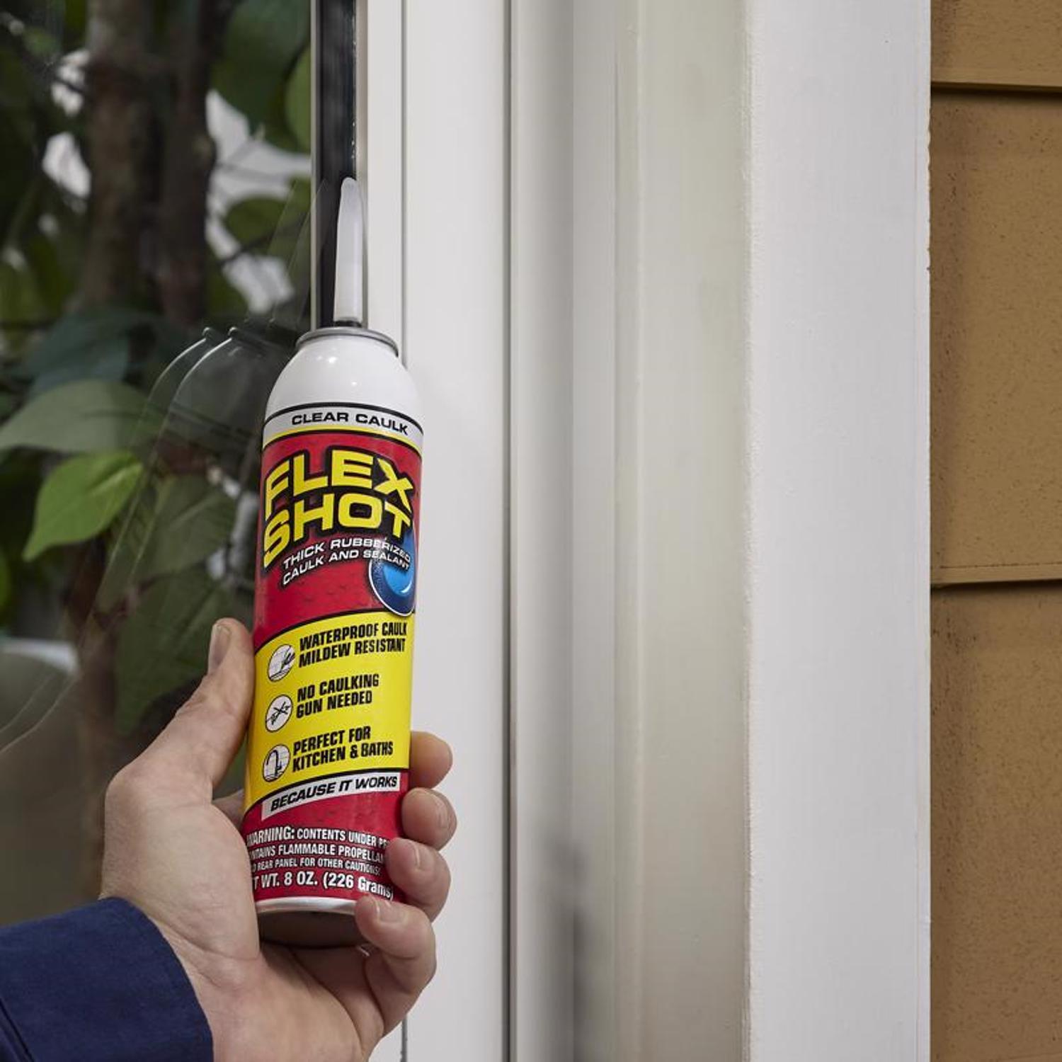 Flex Seal Family of Products Flex Shot Clear Rubber All Purpose Waterproof Sealant 8 oz
