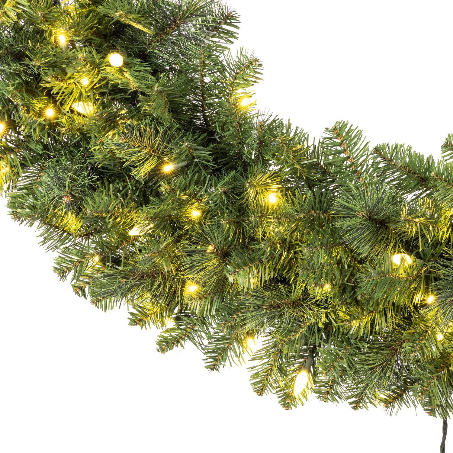 Celebrations Platinum 48 in. D LED Prelit Warm White Mixed Pine Wreath