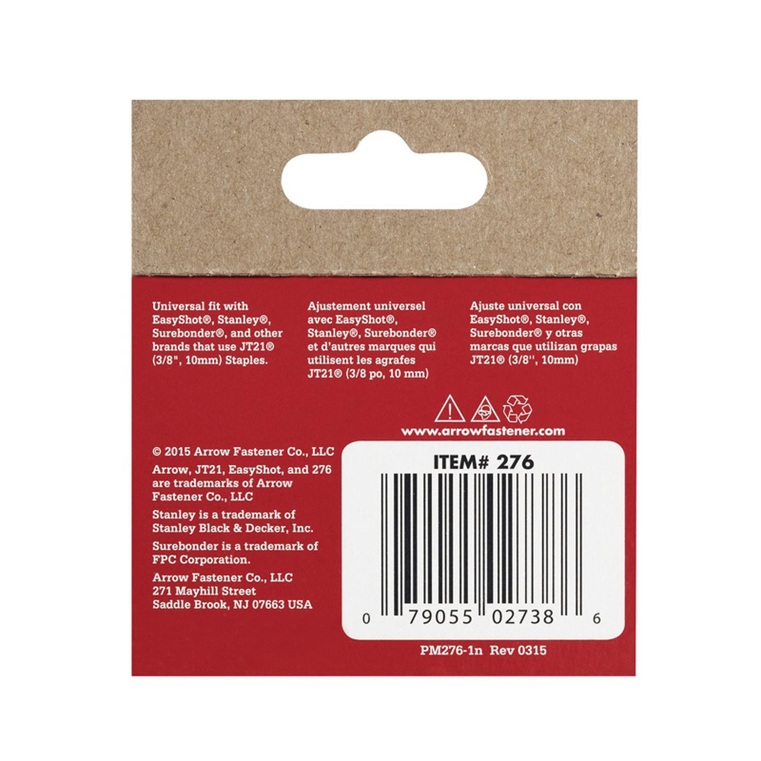Arrow JT21 7/16 in. W X 3/8 in. L 23 Ga. Wide Crown Light Duty Staples 1000 pk