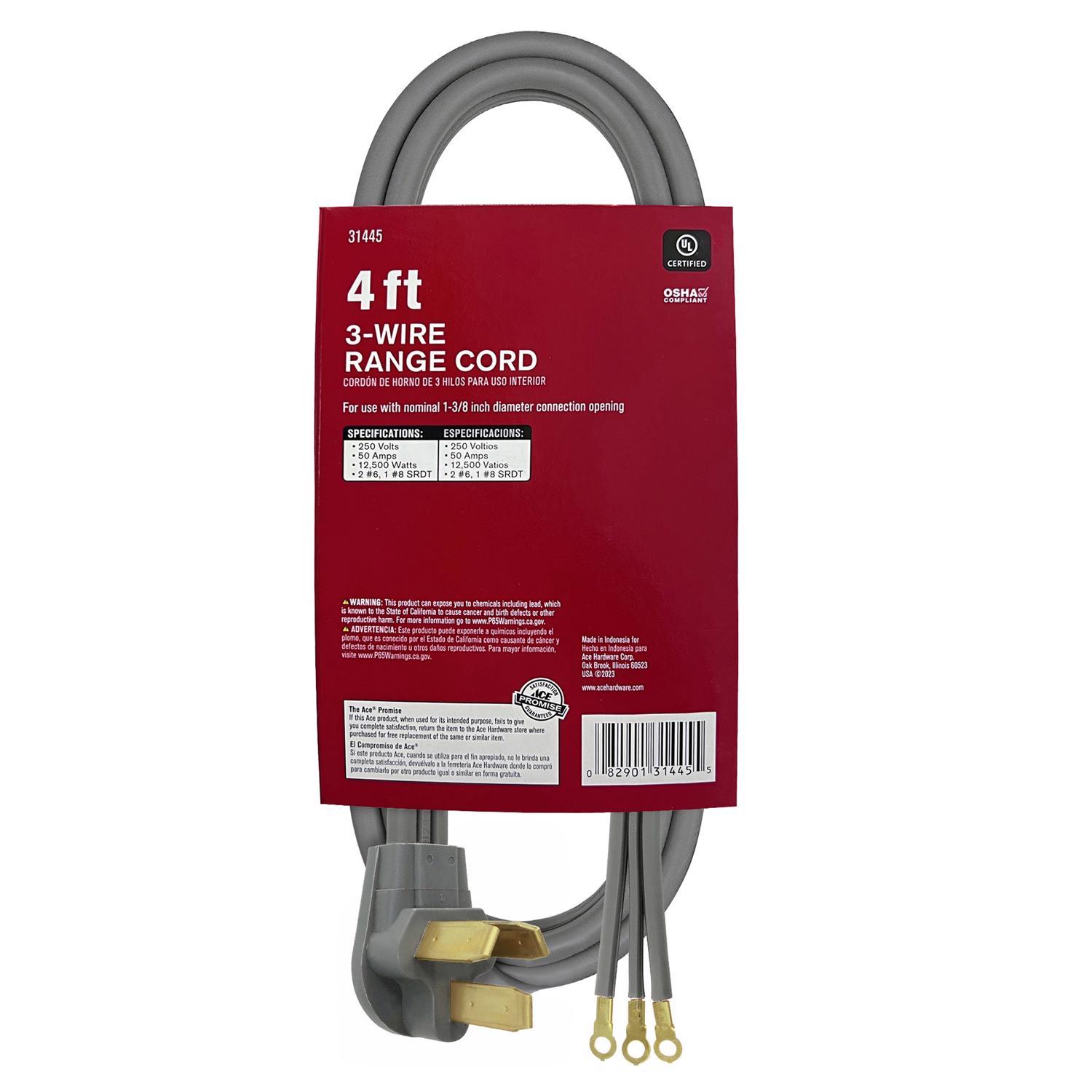Ace 6/2, 8/1 SRDT 4 ft. L Range Cord 3 Wire