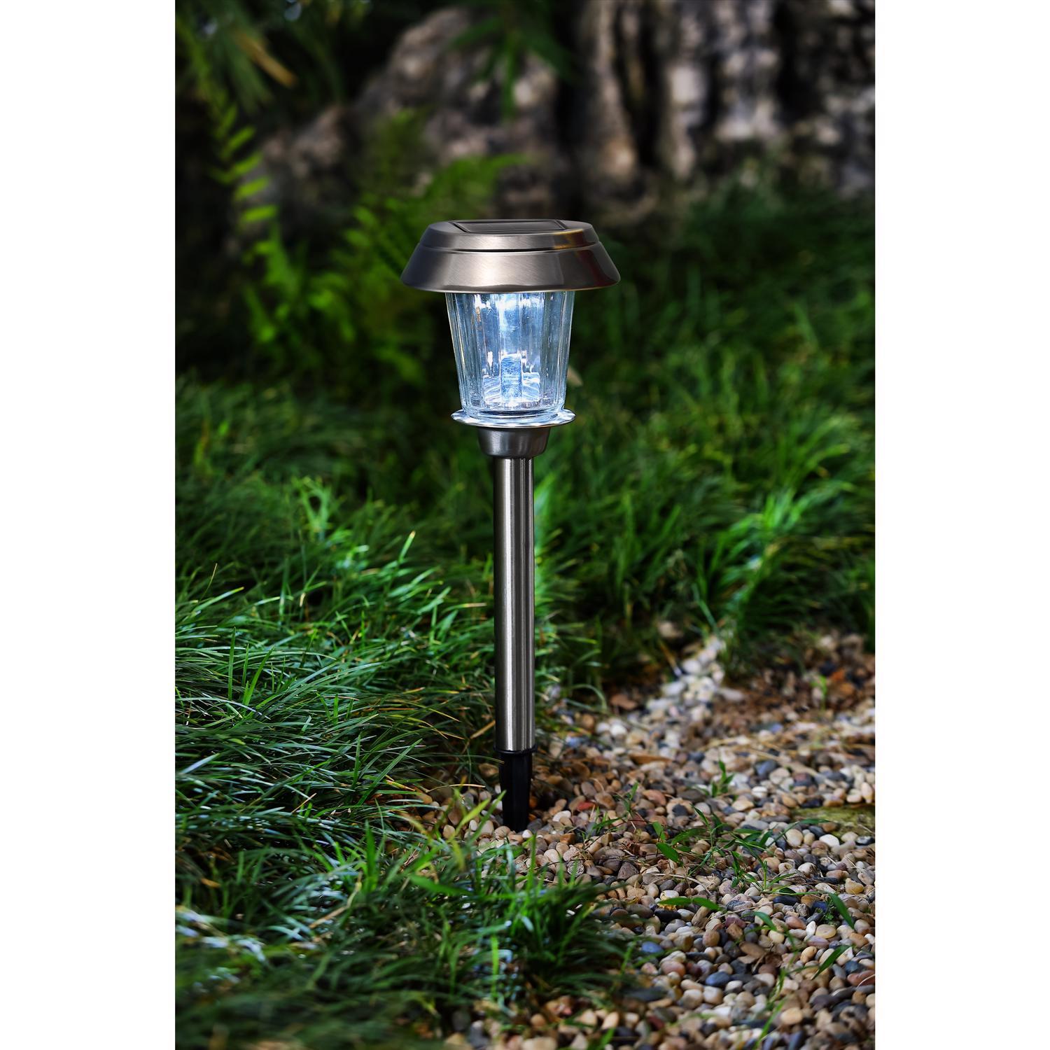 Silver solar path lights top