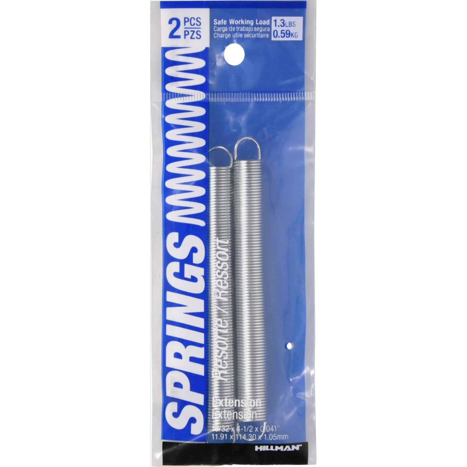 HILLMAN 4.5 in. L X 15/32 in. D Extension Spring 2 pk