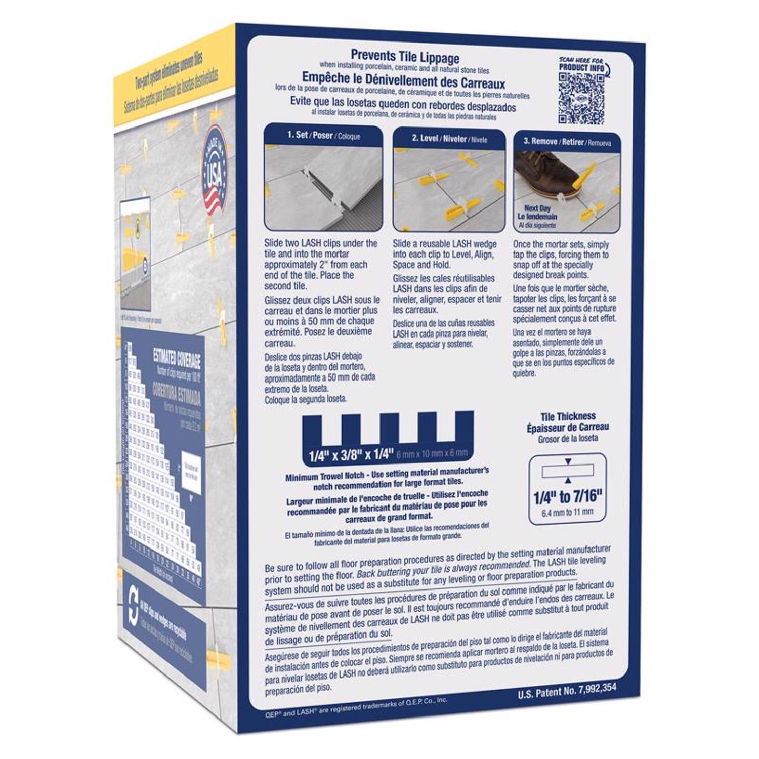 QEP Lash 1 in. H X 1/16 in. W Plastic Tile Spacer Clips 300 pk