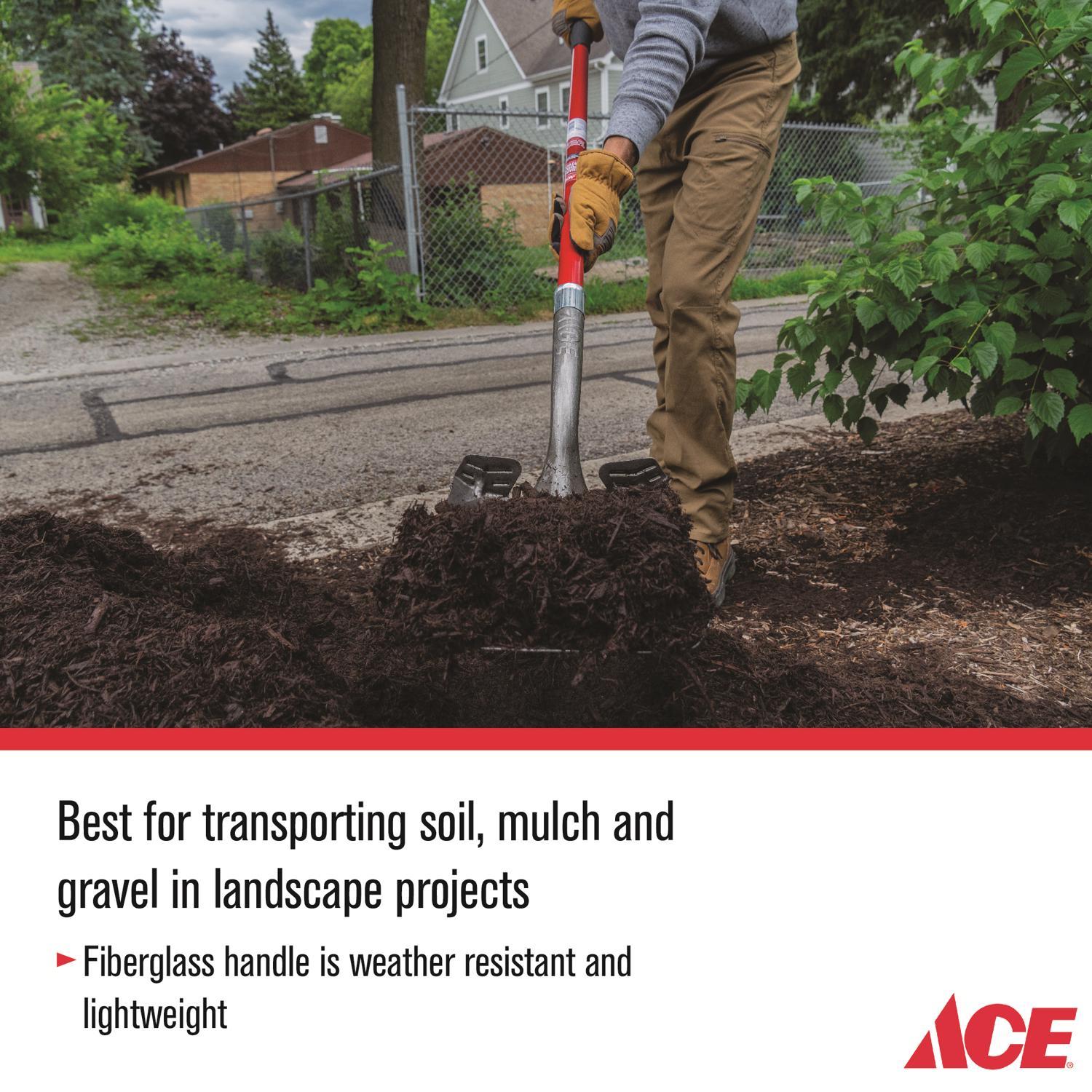 Ace 58 in. Steel Square Transfer Shovel Fiberglass Handle