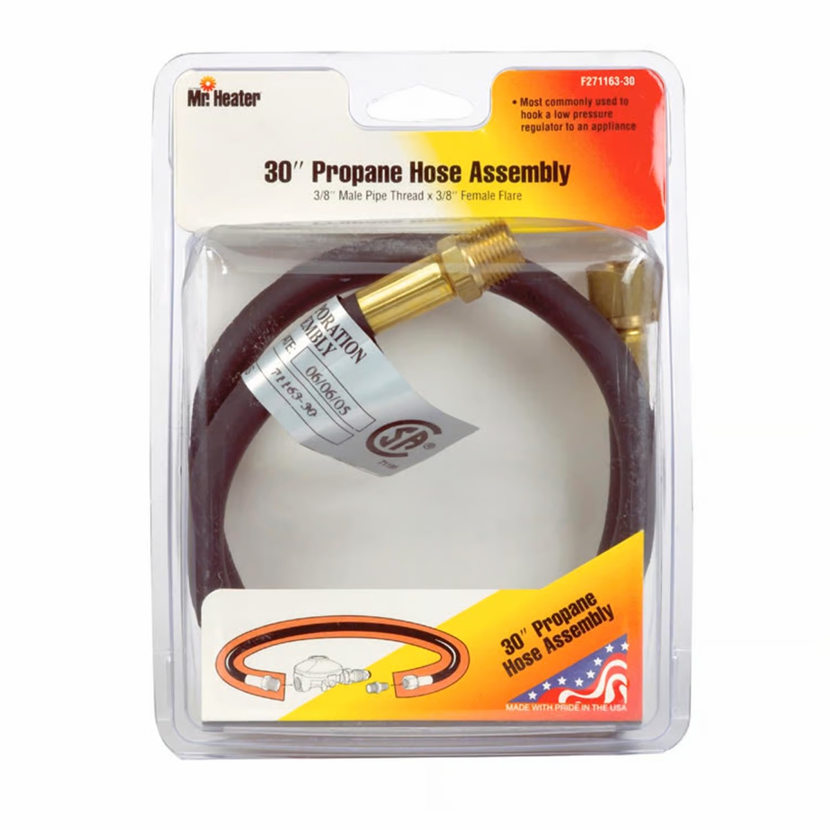 Mr. Heater 3/8 in. D X 3/8 in. D X 30 in. L Brass/Plastic Hose Assembly