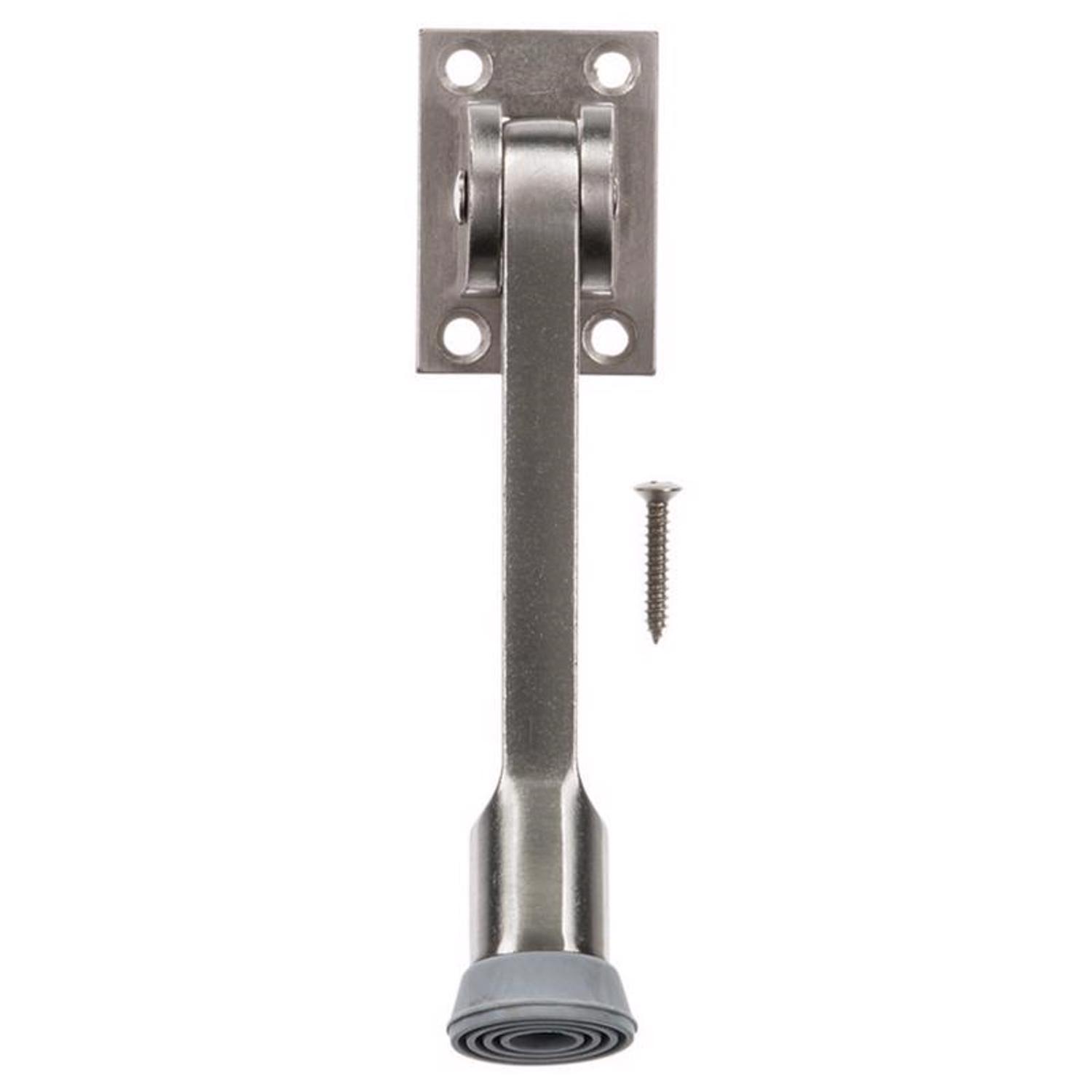 Ace 5 in. W Metal Satin Nickel Gray Kick-Down Door Holder Mounts to door 7/64 in.