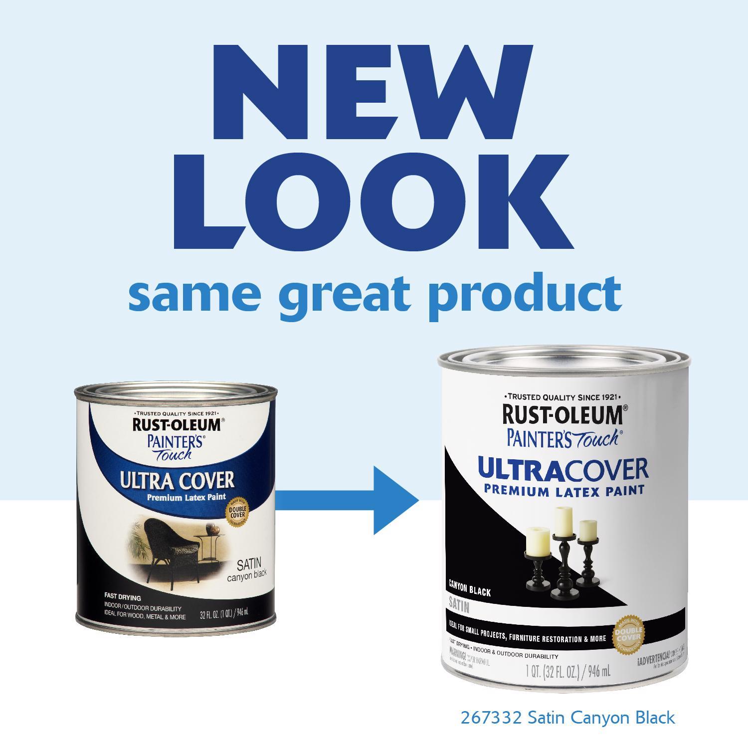 Rust-Oleum Painters Touch Satin Canyon Black Paint Exterior and Interior 1 qt