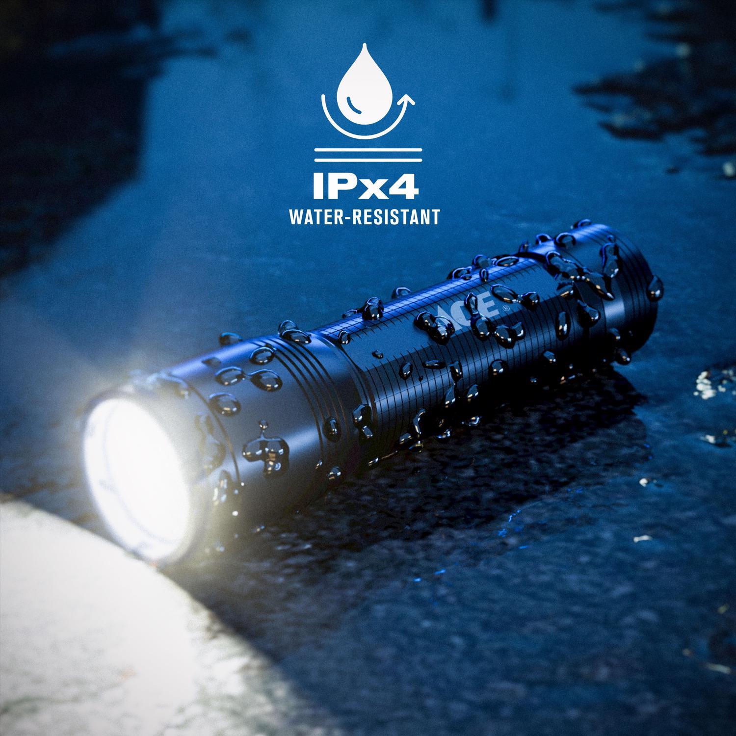 Ace 1000 lm Black LED Flashlight AA Battery