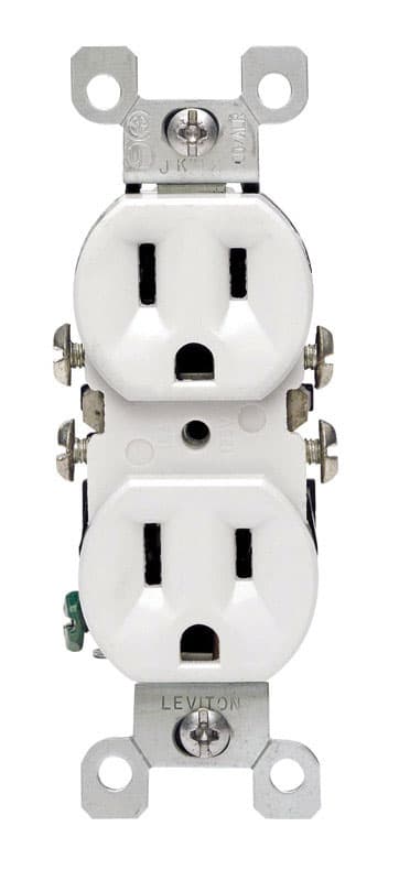 Leviton 15 amps 125 V Duplex White Outlet 5-15R 1 pk
