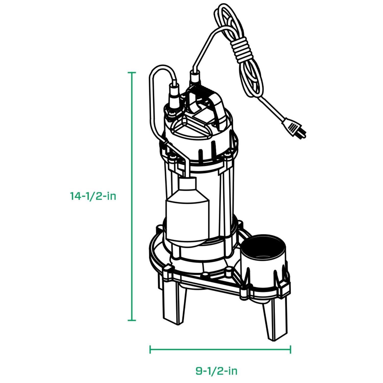 Zoeller 1/3 HP 5280 gph Cast Iron Tethered Float Switch Sewage Pump