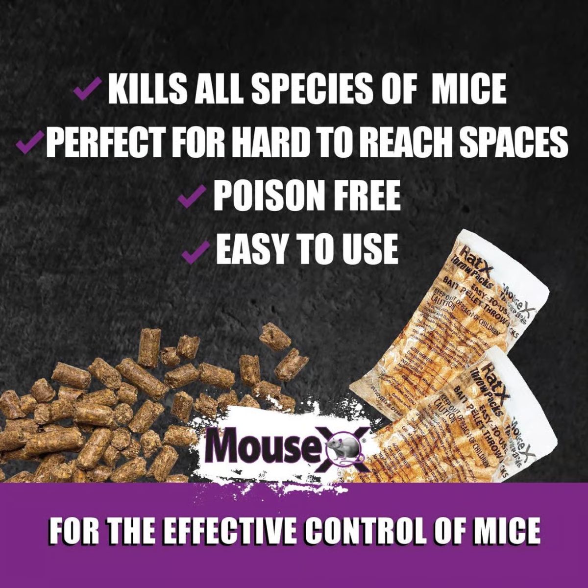 MouseX Non-Toxic Bait Pellet Throw Pack For Mice 12 oz. 6 Pack