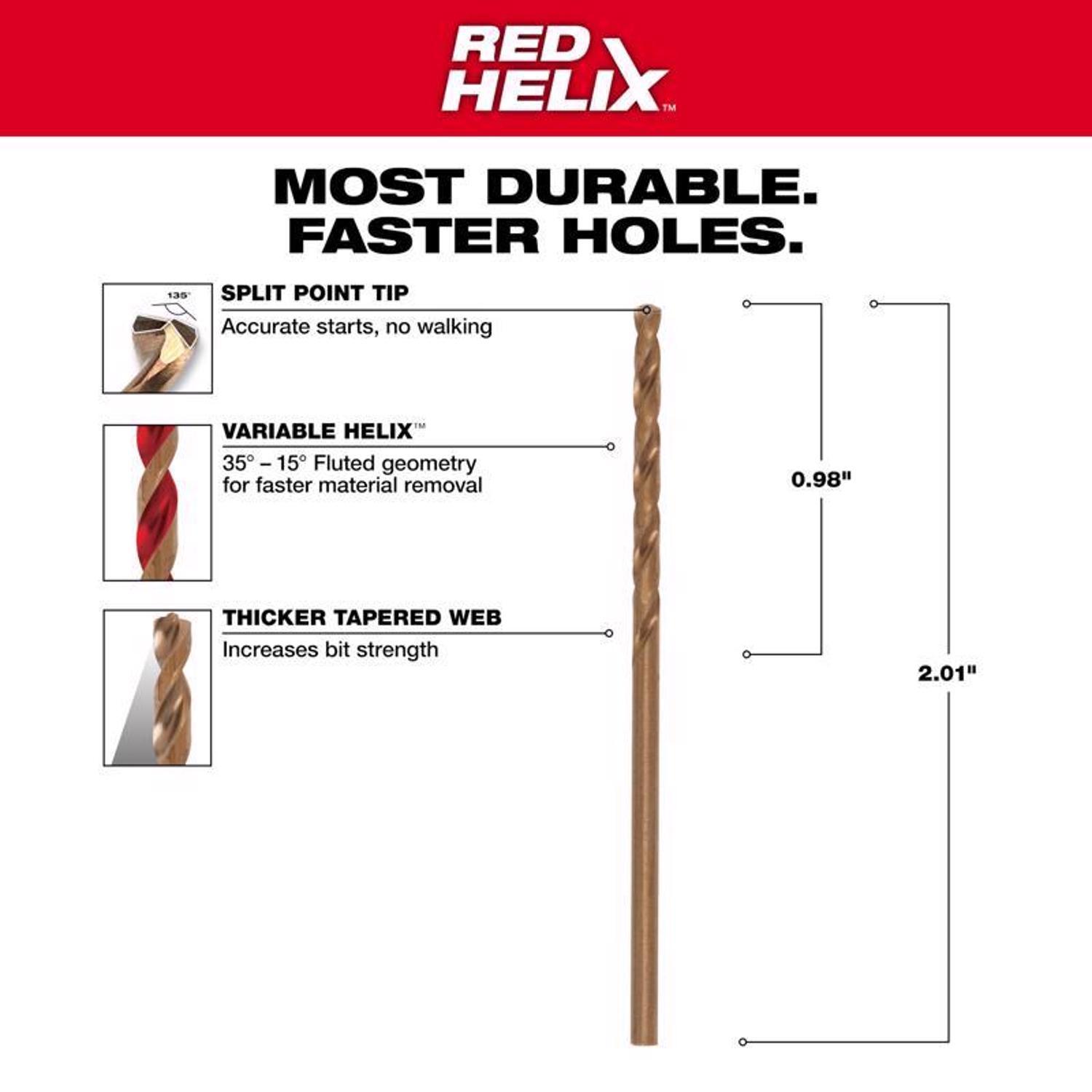 Milwaukee Red Helix 5/64 in. X 2 in. L Cobalt Steel Thunderbolt Drill Bit Round Shank 1 pc