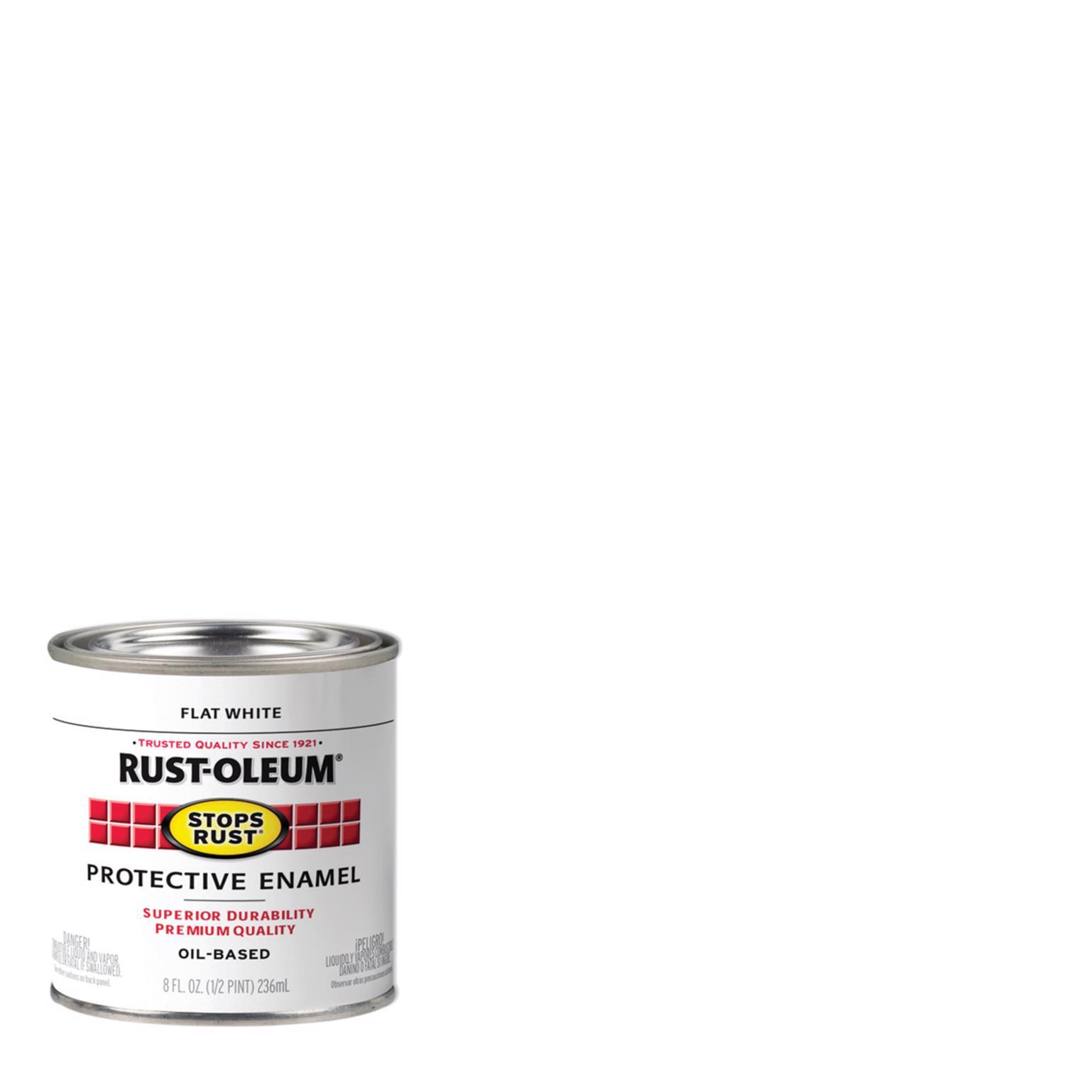 Rust-Oleum Stops Rust Indoor and Outdoor Flat White Oil-Based Protective Paint 0.5 pt