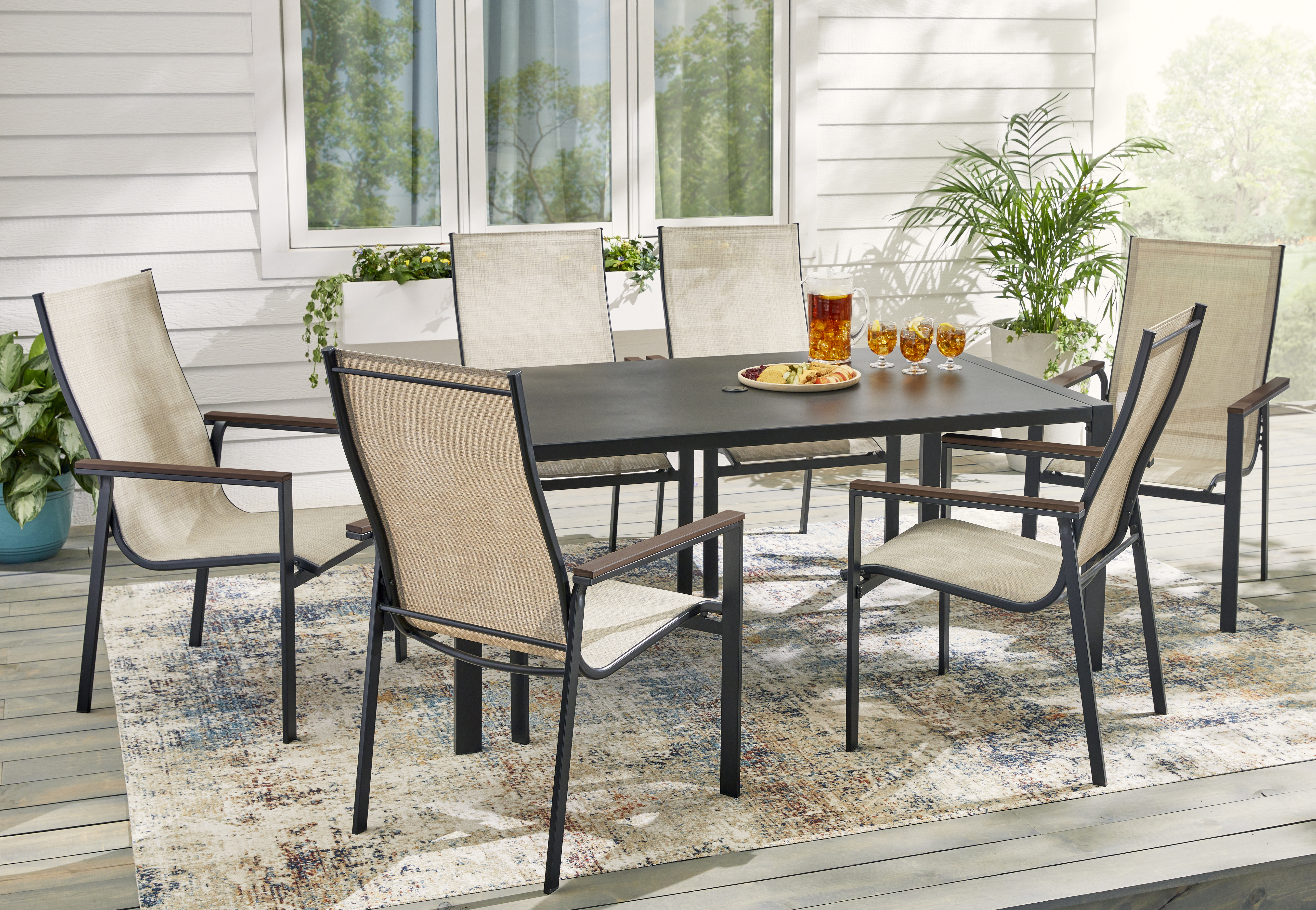Living Accents 7PC Dining Set Black/Sling
