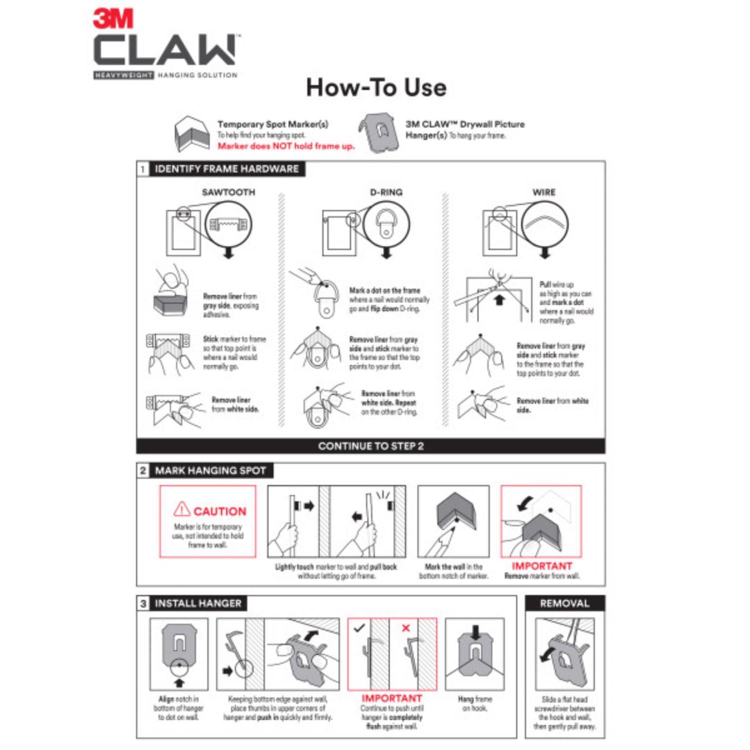 3M Claw Silver Drywall Picture Hanger 25 lb 4 pk