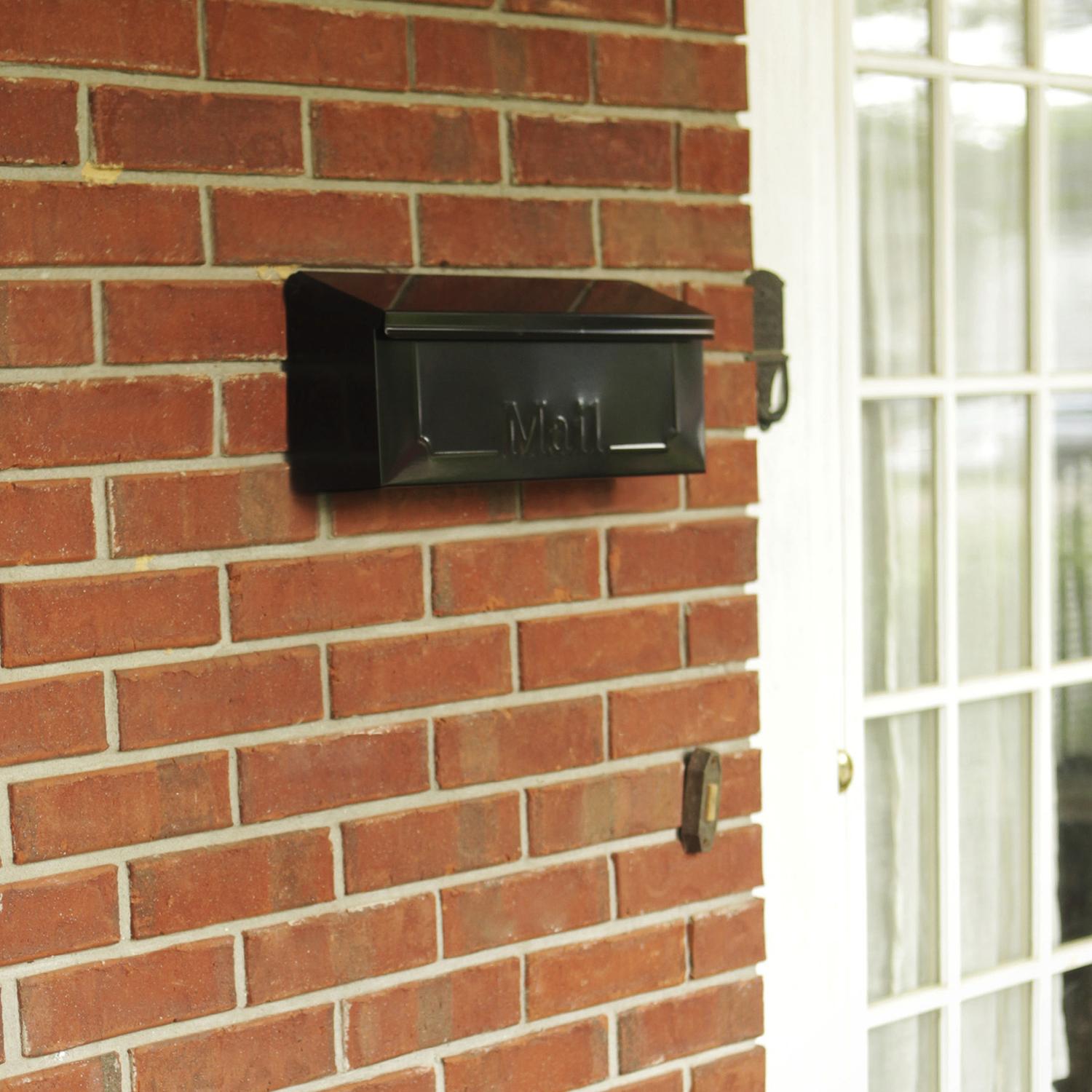 Gibraltar Mailboxes Townhouse Classic Galvanized Steel Wall Mount Black Mailbox