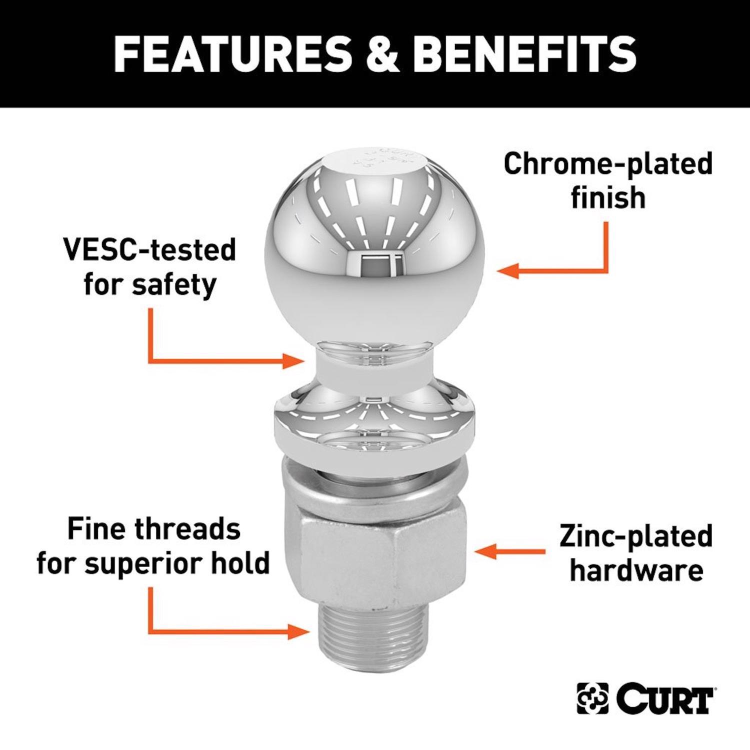 CURT 2000 lb. cap. 2 in. Hitch Ball