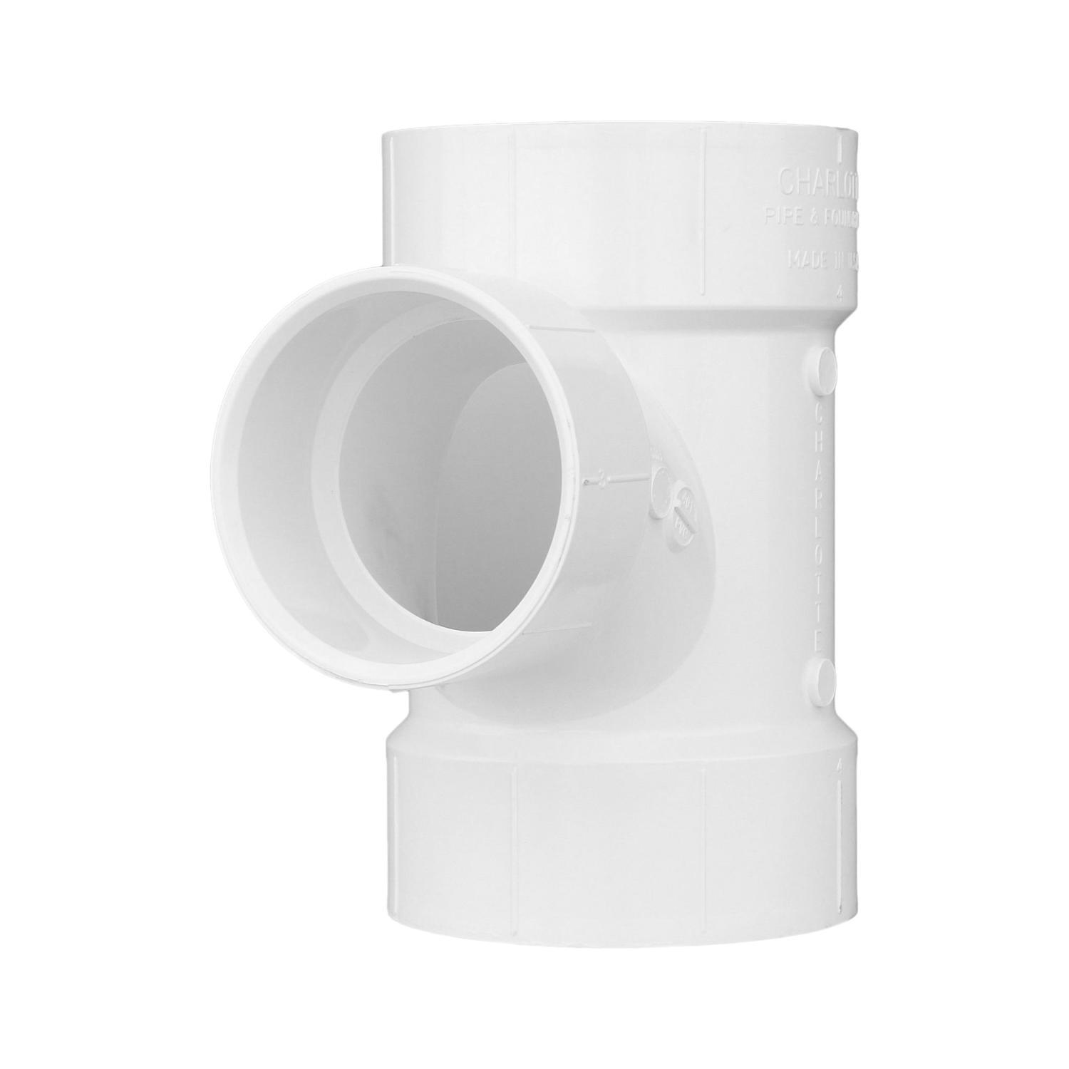 Charlotte Pipe Schedule 40 4 in. Hub X 4 in. D Hub PVC Sanitary Tee 1 pk
