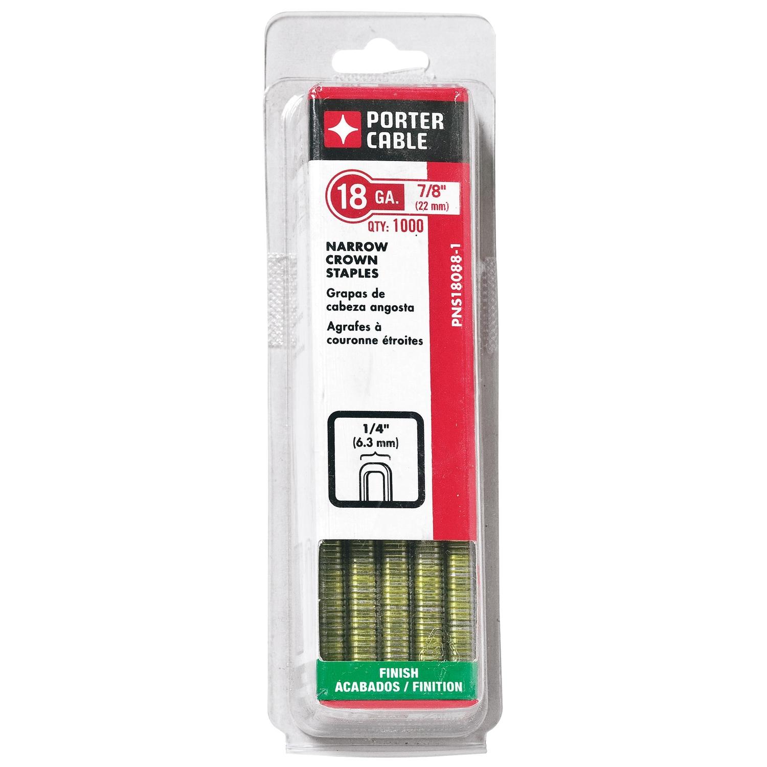 Porter Cable 1/4 in. W X 7/8 in. L 18 Ga. Narrow Crown Staples 1000 pk