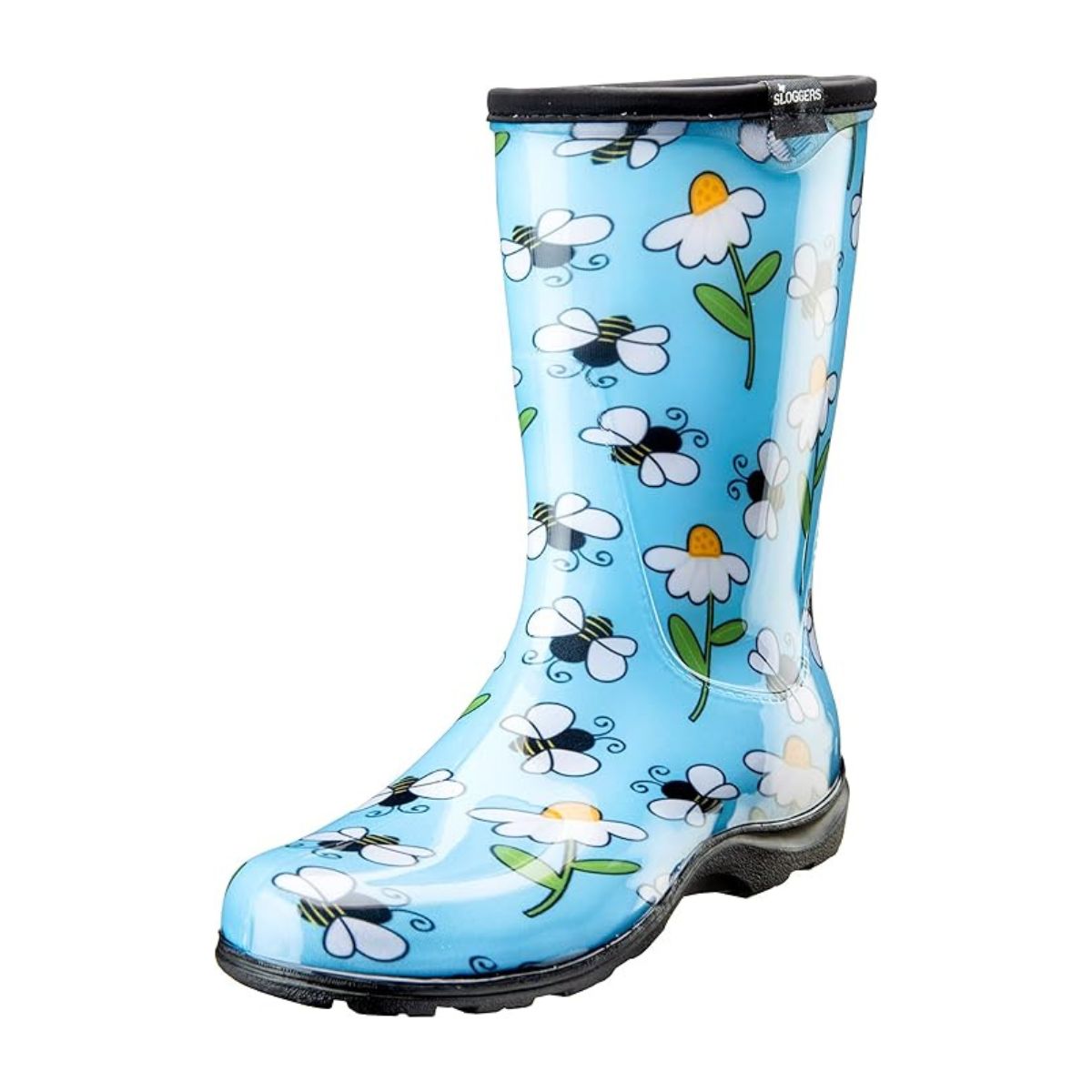 Sloggers Waterproof Garden Rain Boots for Women Bee Blue Print size 10