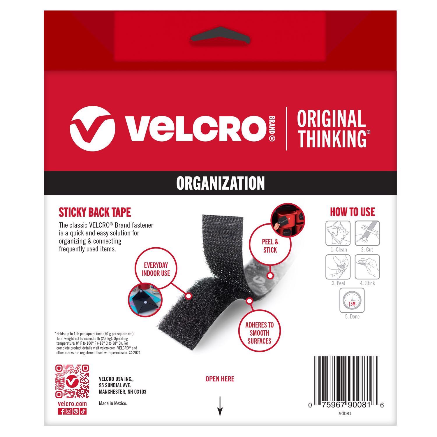 VELCRO Brand Sticky Back Large Nylon Hook and Loop Fastener 180 in. L 1 pk