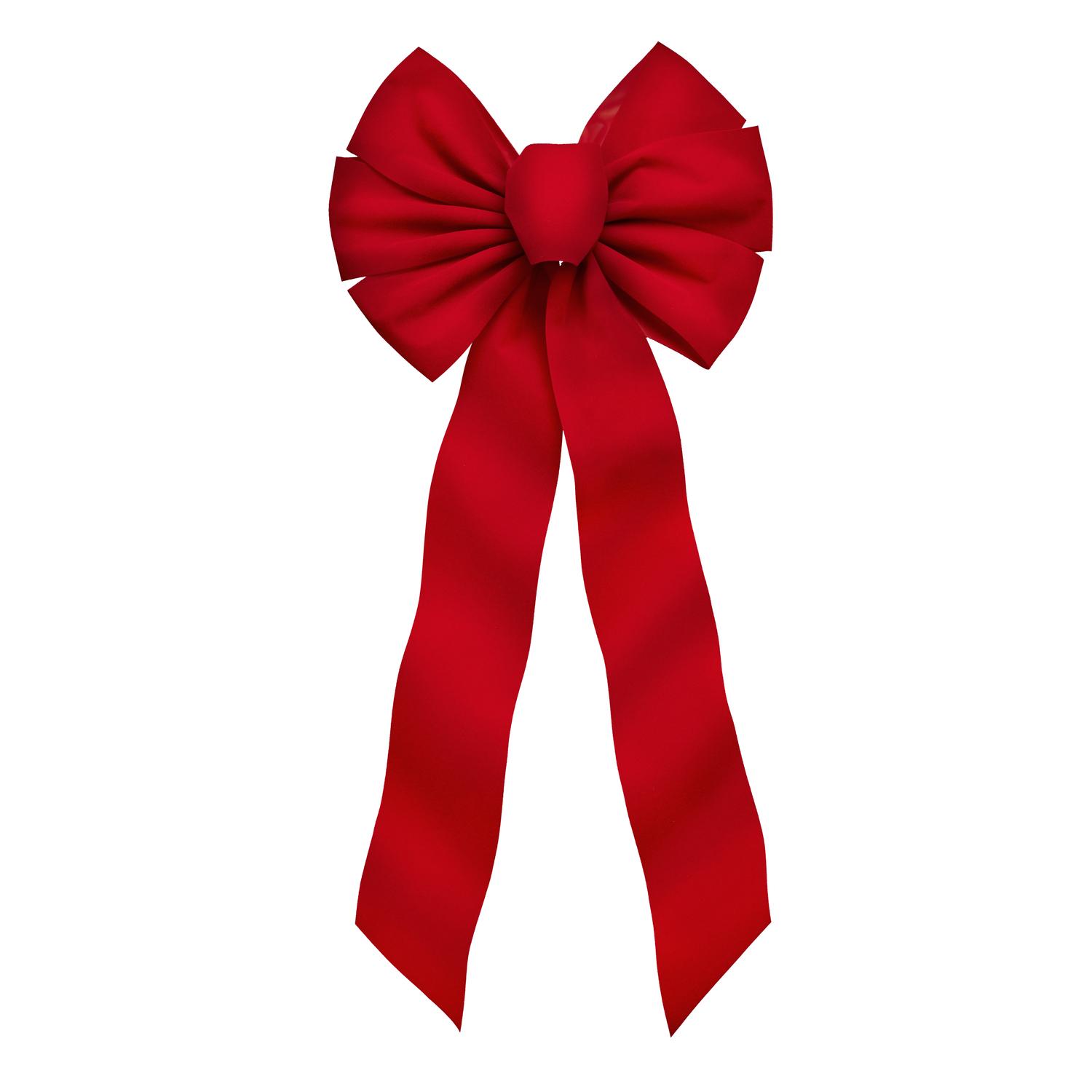 Holiday Trims Red 7 Loop Christmas Bow 10 in.