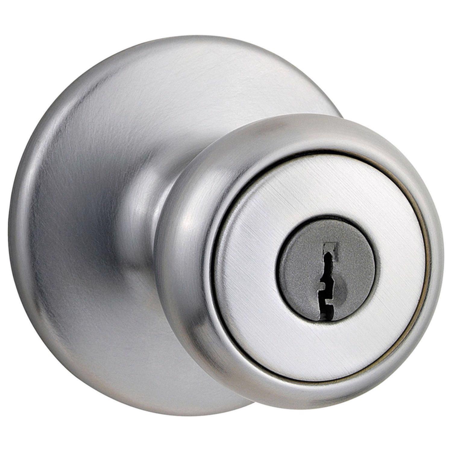 Kwikset Tylo Satin Chrome Entry Door Knob 1-3/4 in.
