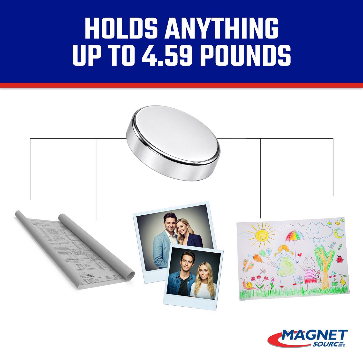 Magnet Source.118 in. L X.472 in. W Silver Super Disc Magnets 4.3 lb. pull 6 pc