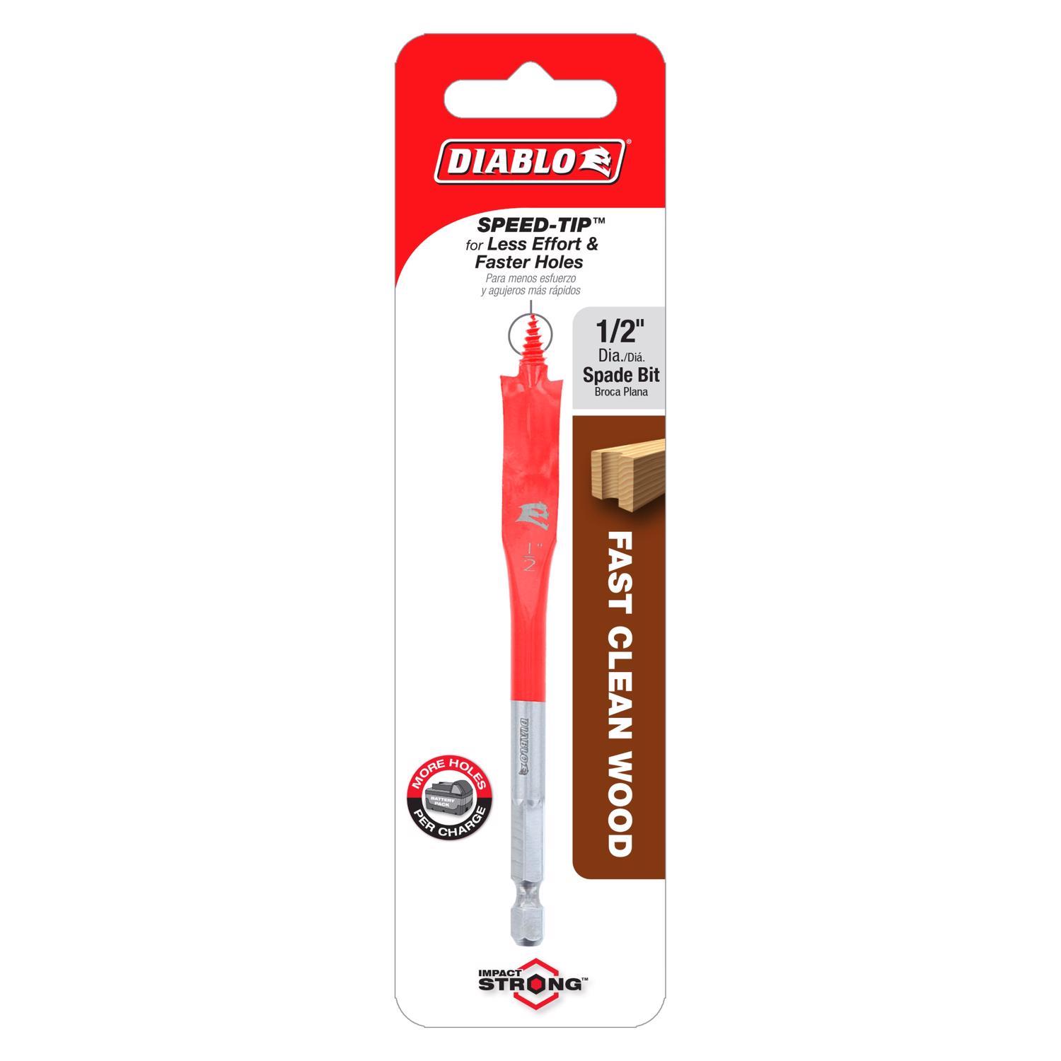 Diablo 1/2 in. X 4 in. L High Speed Steel Clean Wood Spade Bit Hex Shank 1 pk