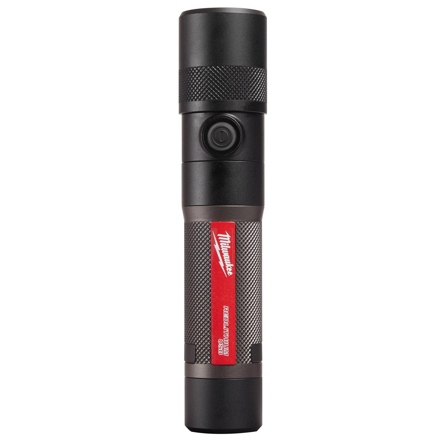 Milwaukee Redlithium 1100 lm Black LED Rechargeable Twist Flashlight