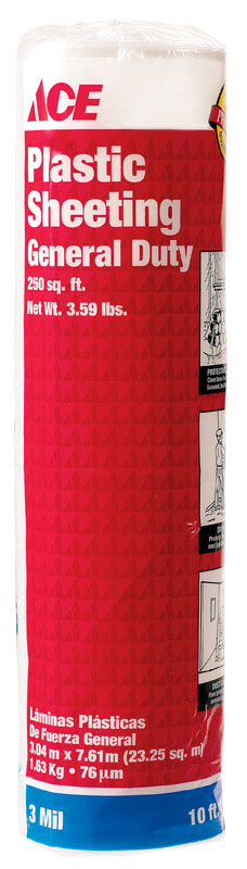 Ace Plastic Sheeting 3 Mil x 10in. W x 25in. L Polyethylene Clear