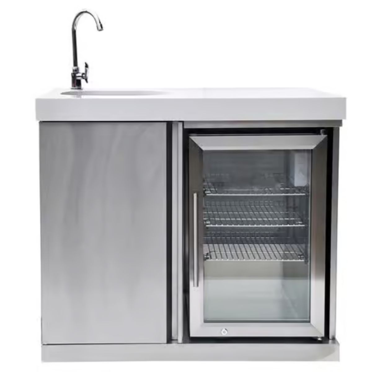 Mont Alpi Outdoor Sink & Fridge Stainless Steel 35 in. H x 25 in. W x 38 in. L