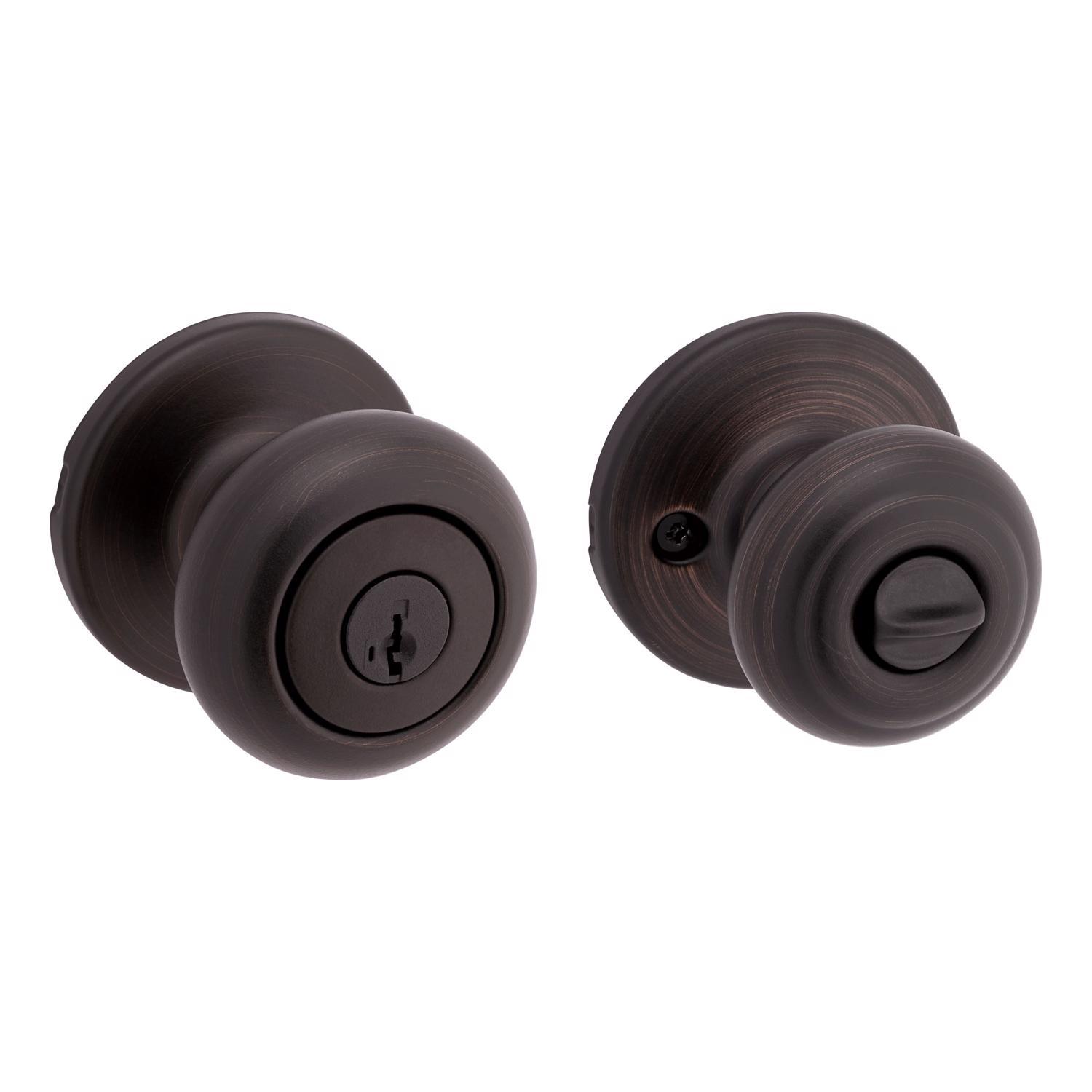 Kwikset SmartKey Security Cove Venetian Bronze Entry Door Knob KW1 2-3/4 in.