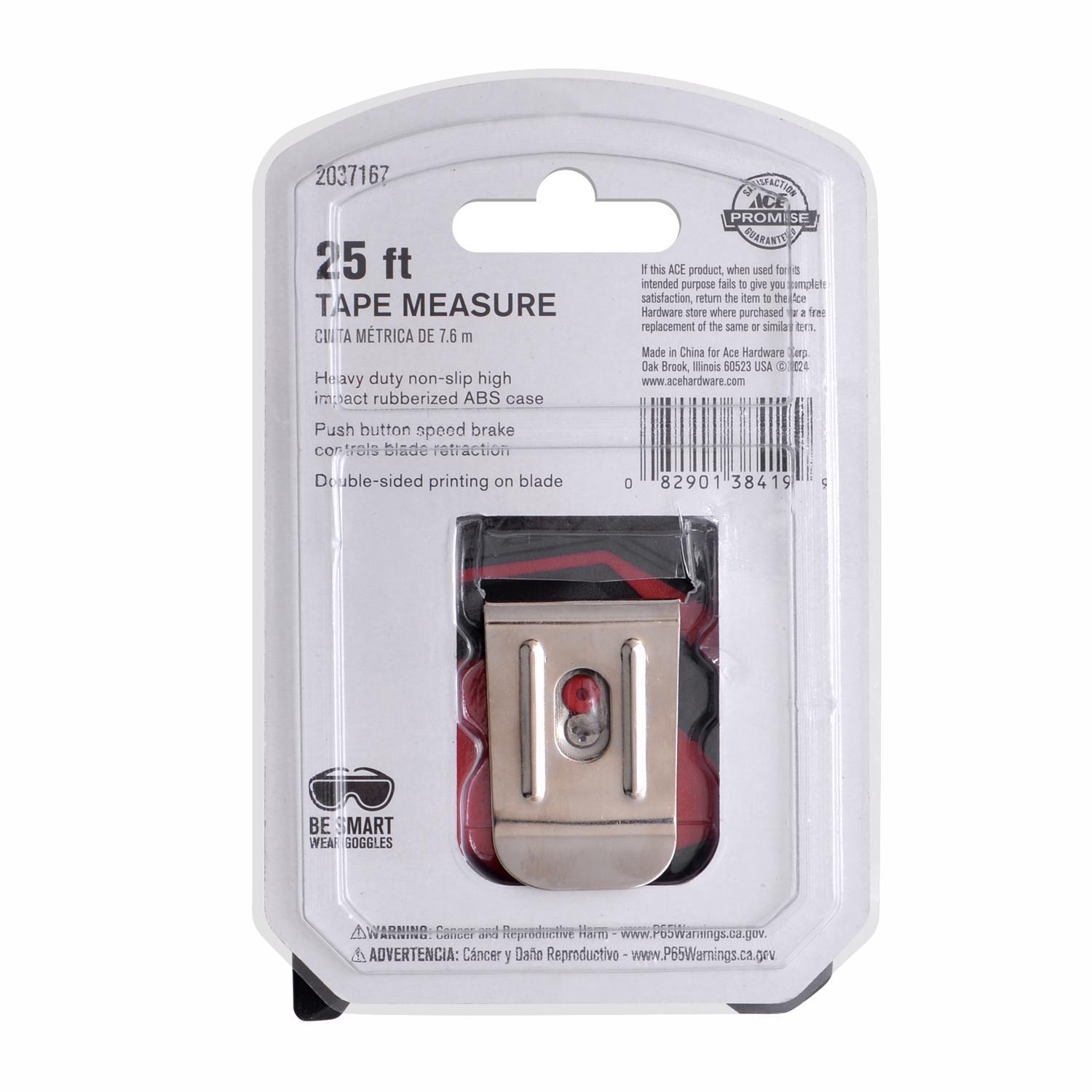Ace 25 ft. L X 1 in. W Tape Measure 1 pk