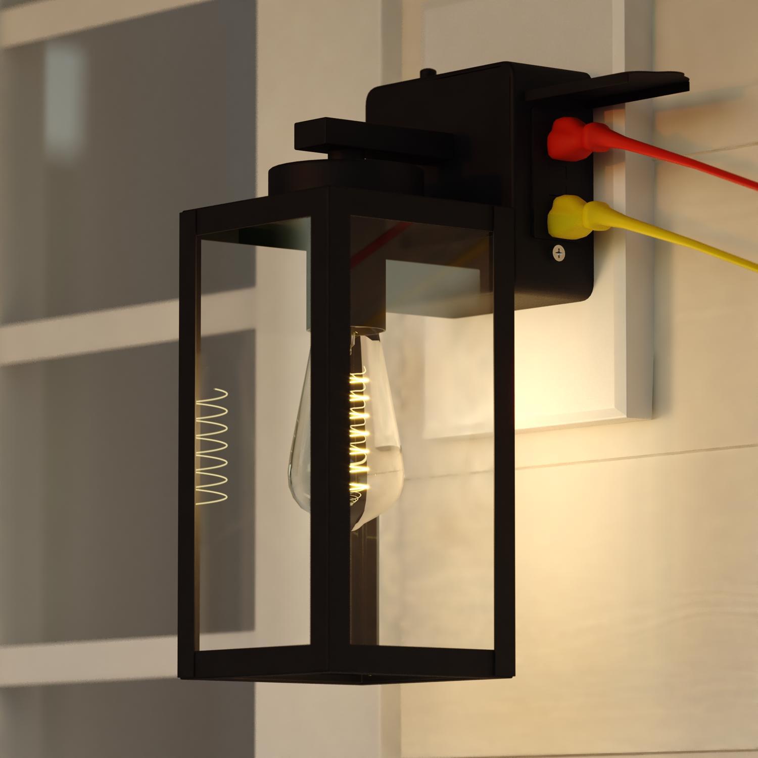 Dualux Textured Black Black Dusk to Dawn LED Porch Light