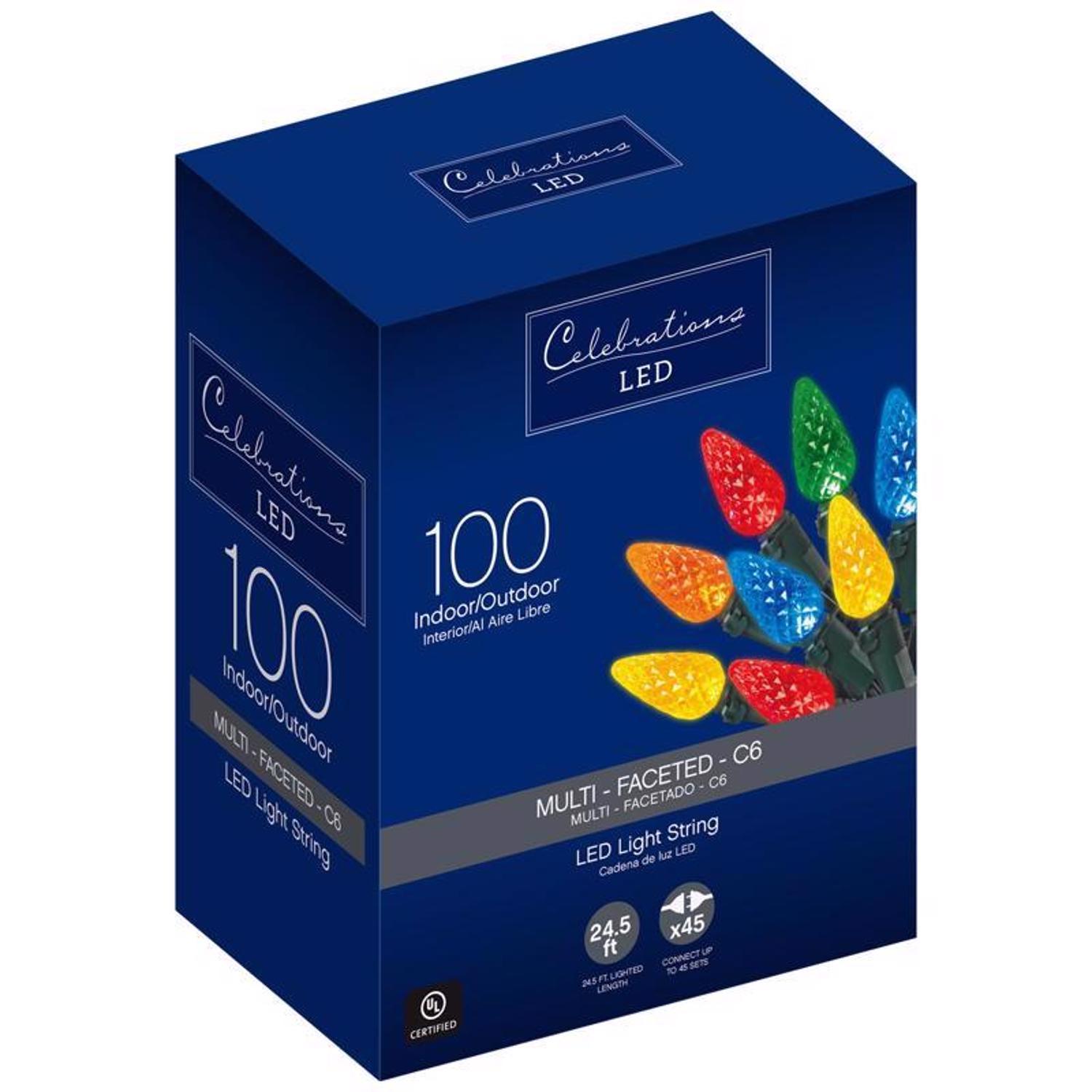 Celebrations Blue LED C6 Multicolored 100 ct String Christmas Lights 24.5 ft.
