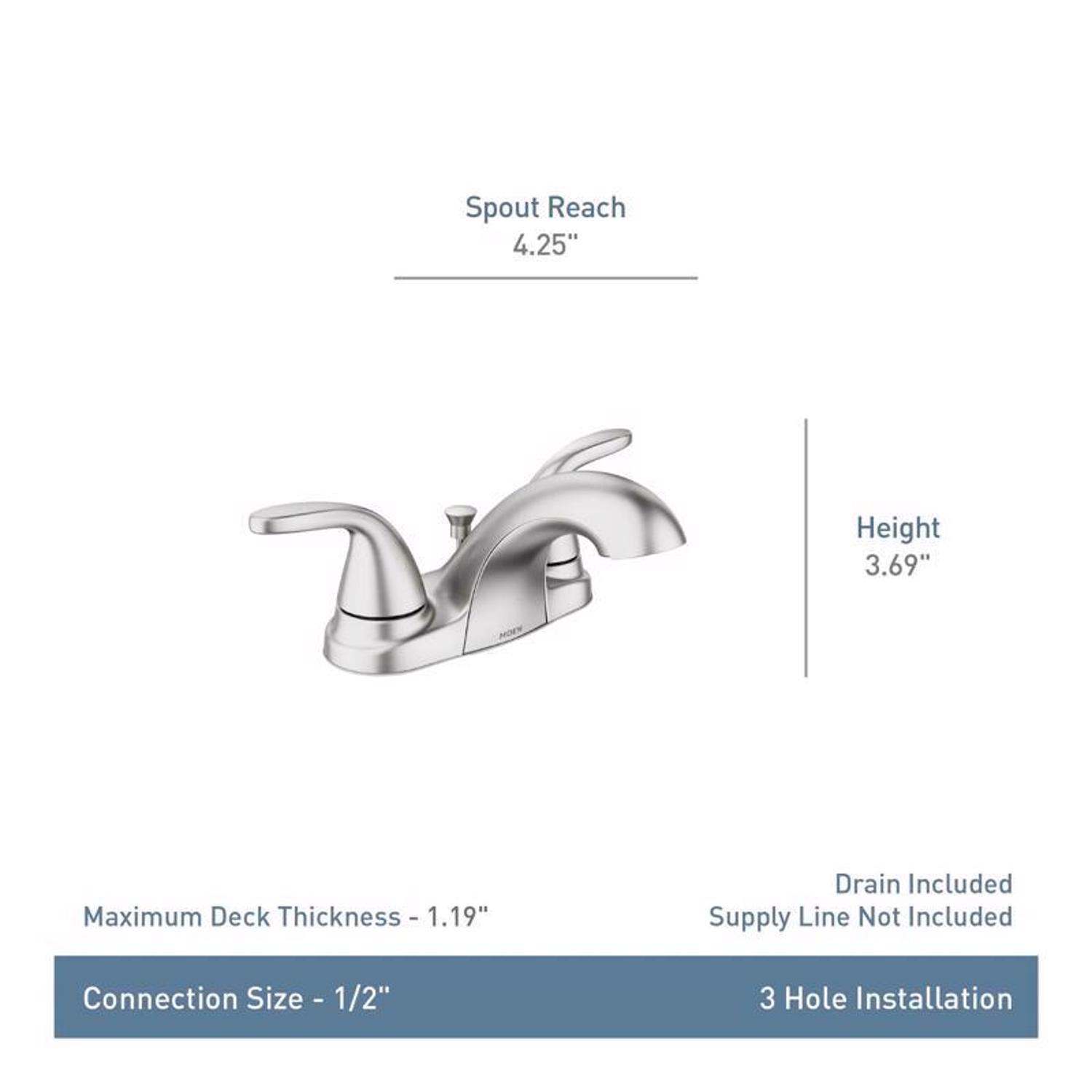 Moen Adler Brushed Nickel Bathroom Faucet 4 in.