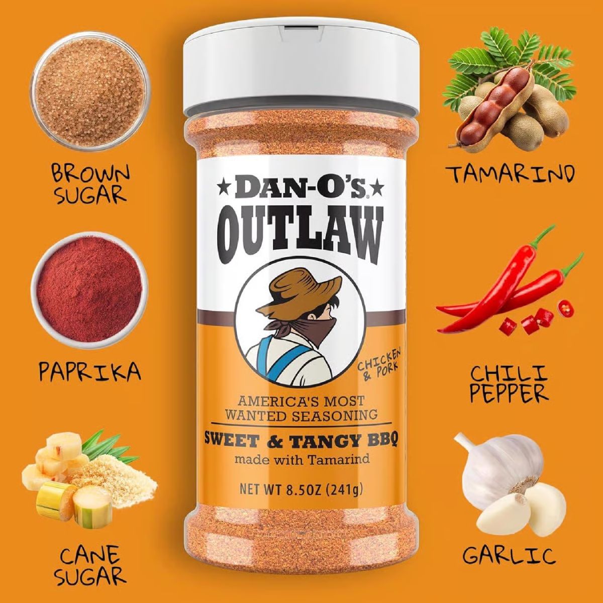 Dan-O's Outlaw Sweet & Tangy BBQ Seasoning 8.5 oz.