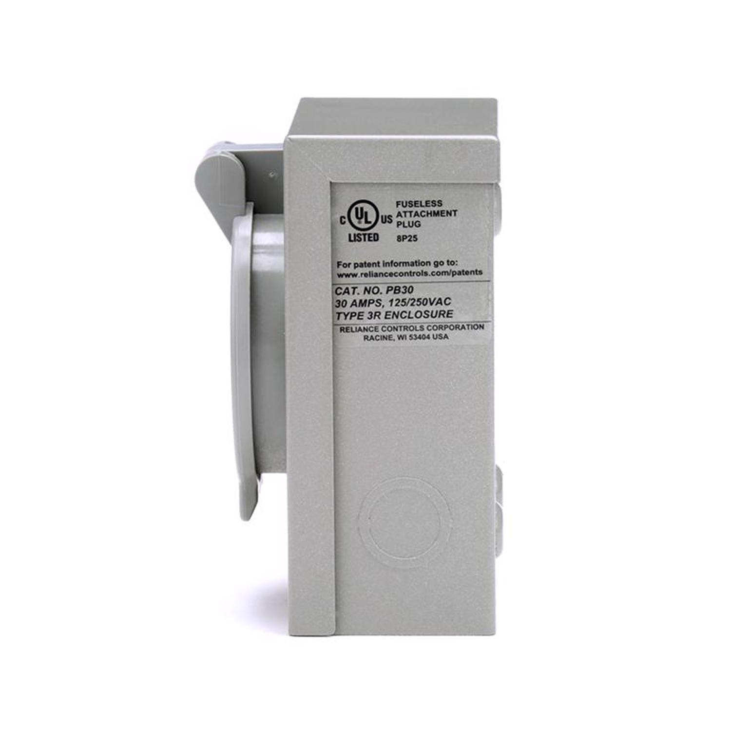 Reliance Controls 30 amps 125/250 V 1 space 4 circuits Surface Mount Power Inlet Box