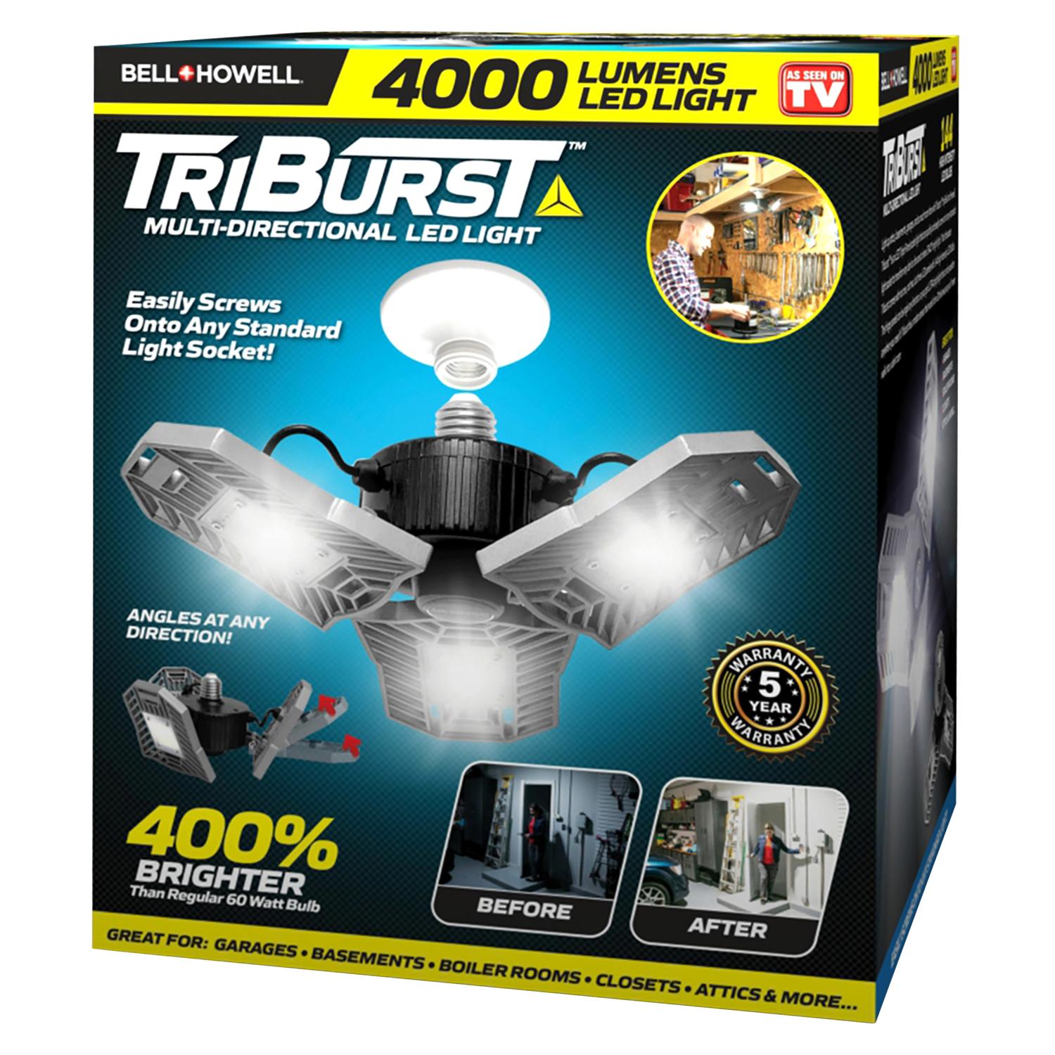 Bell & Howell TriBurst Plastic LED Standard Base Multi-directional Socket Light 1 pk