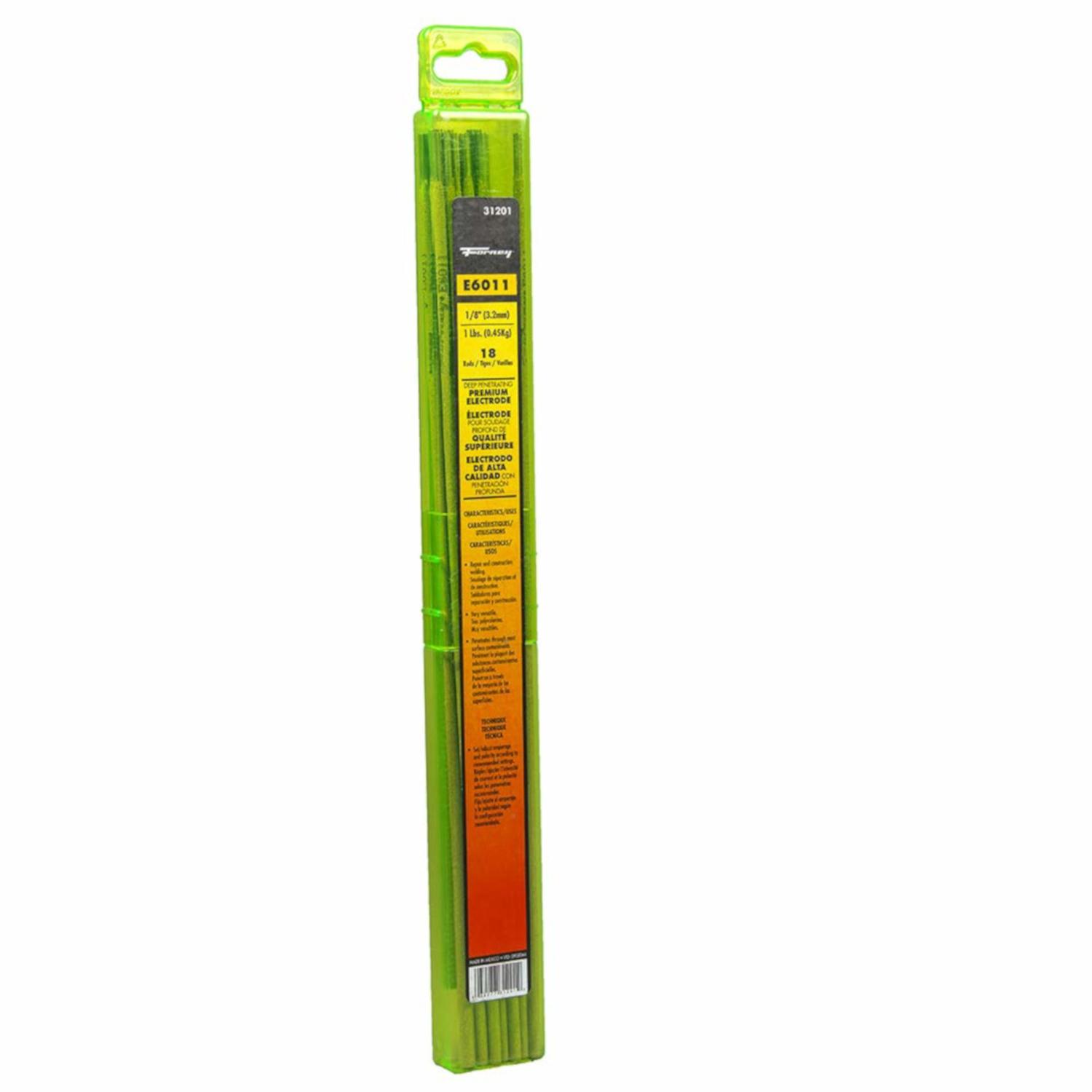 Forney 1/8 in. D X 15.2 in. L E6011 Mild Steel Welding Electrodes 60000 psi 1 lb 1 pk